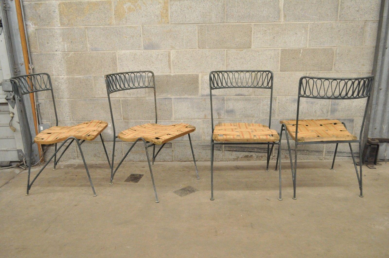 Mid-Century Modern Set of Four Maurizio Tempestini Salterini Ribbon Modern Iron Dining Chairs