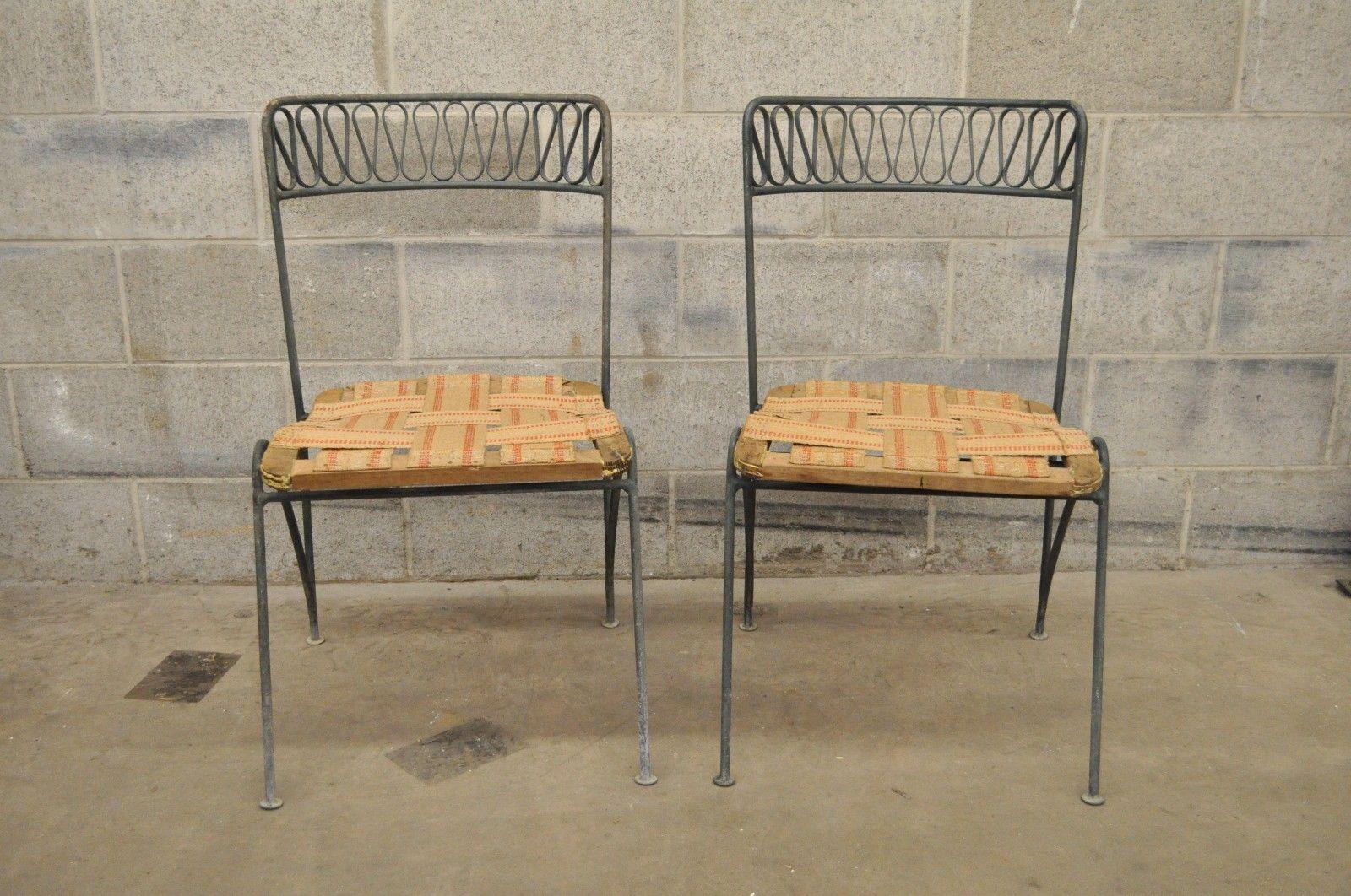 Italian Set of Four Maurizio Tempestini Salterini Ribbon Modern Iron Dining Chairs