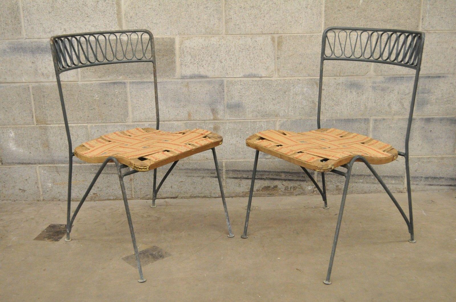Set of Four Maurizio Tempestini Salterini Ribbon Modern Iron Dining Chairs In Good Condition In Philadelphia, PA
