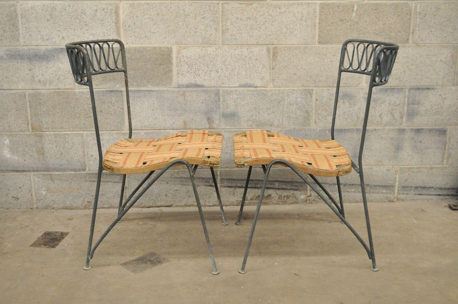 20th Century Set of Four Maurizio Tempestini Salterini Ribbon Modern Iron Dining Chairs