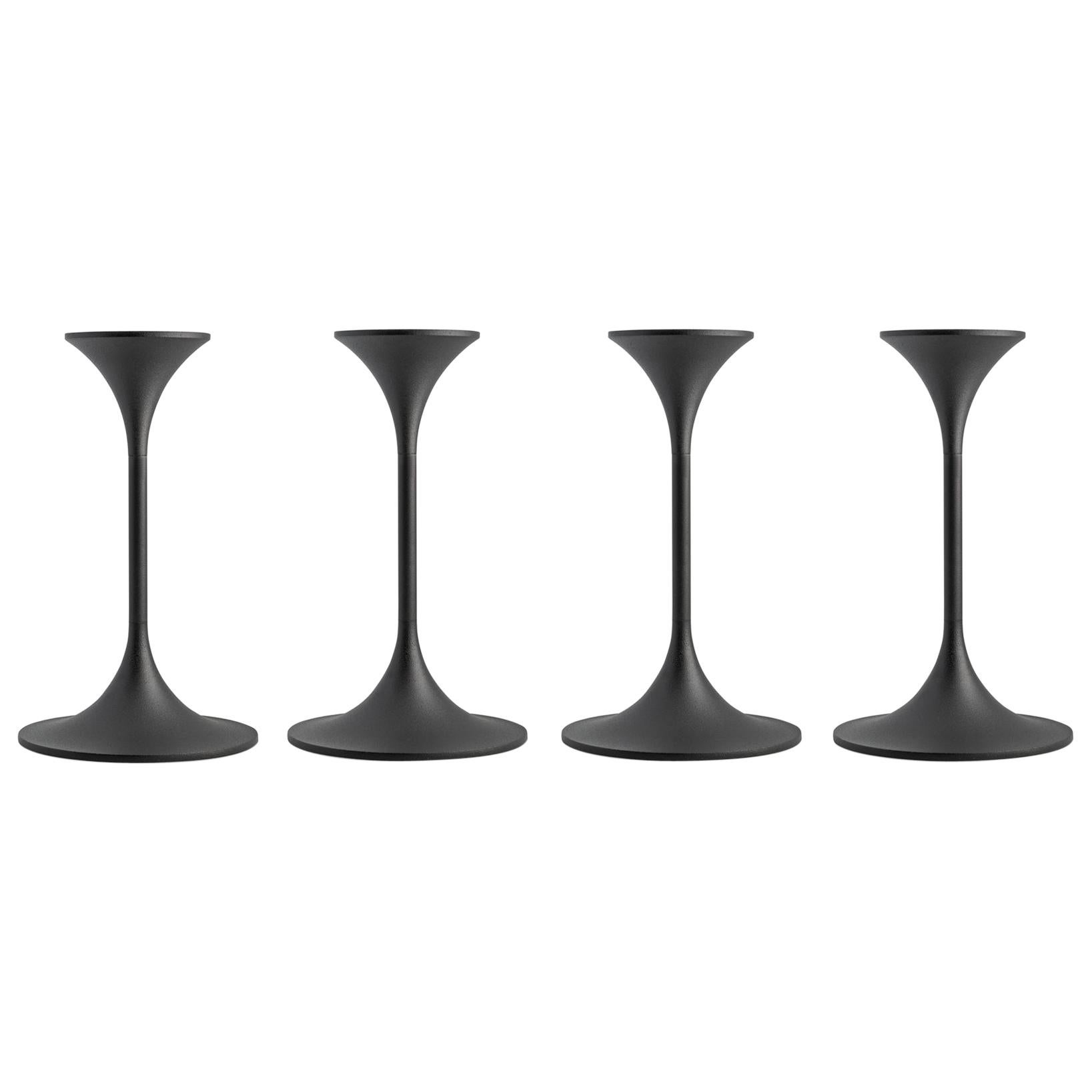 Set of Four Max Brüel 'Jazz' Candleholders, Steel with Black Powder Coating
