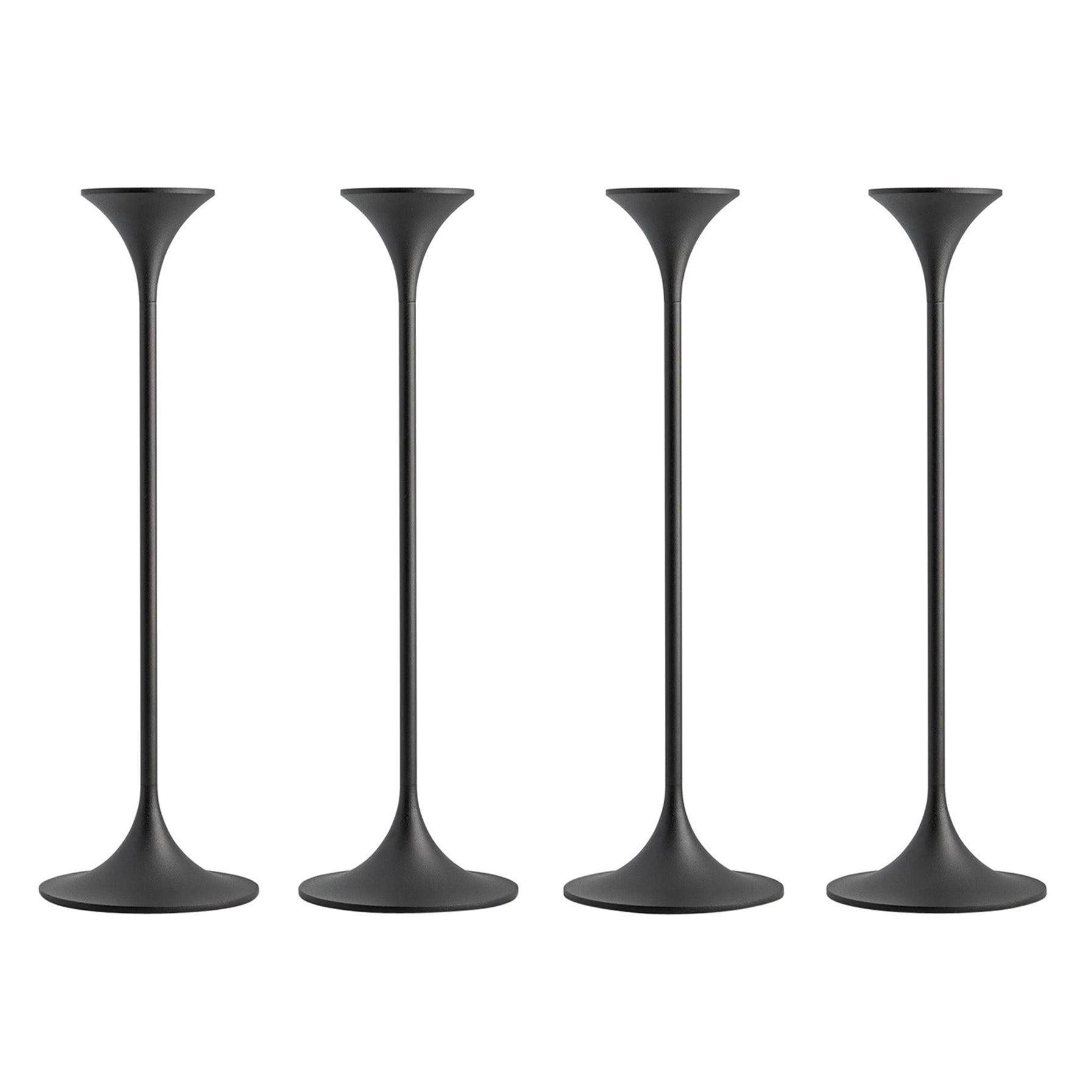 Set of Four Max Brüel 'Jazz' Candleholders, Steel with Black Powder Coating For Sale