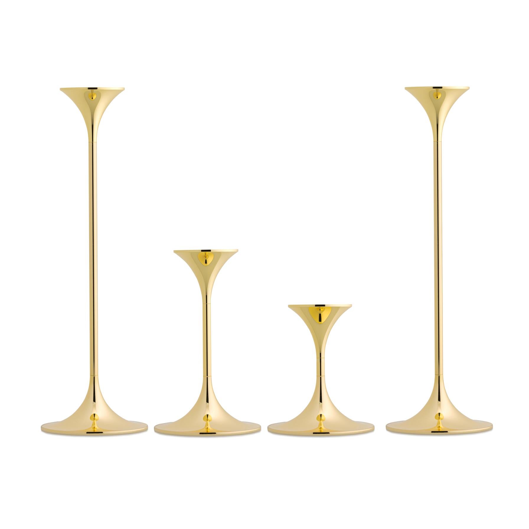 XXI secolo e contemporaneo Set di quattro portacandele Max Brüel 'Jazz', acciaio e ottone by Karakter in vendita