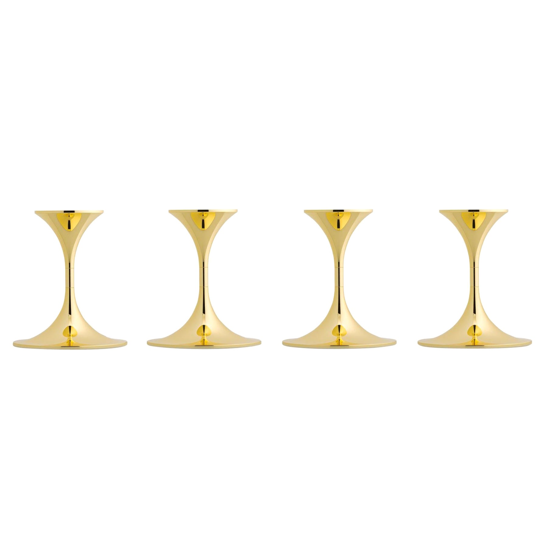 Set of Four Max Brüel 'Jazz' Candleholders, Steel with Brass by Karakter