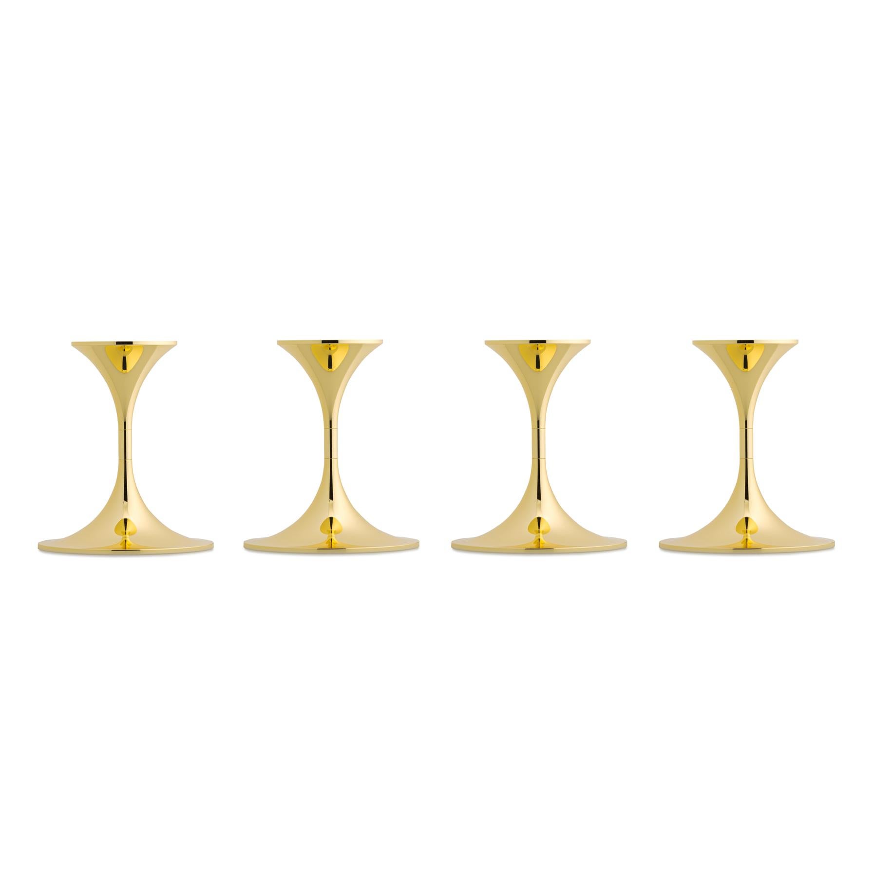 Danish Set of Four Max Brüel 'Jazz' Candleholders, Steel with Brass Plating by Karakter For Sale