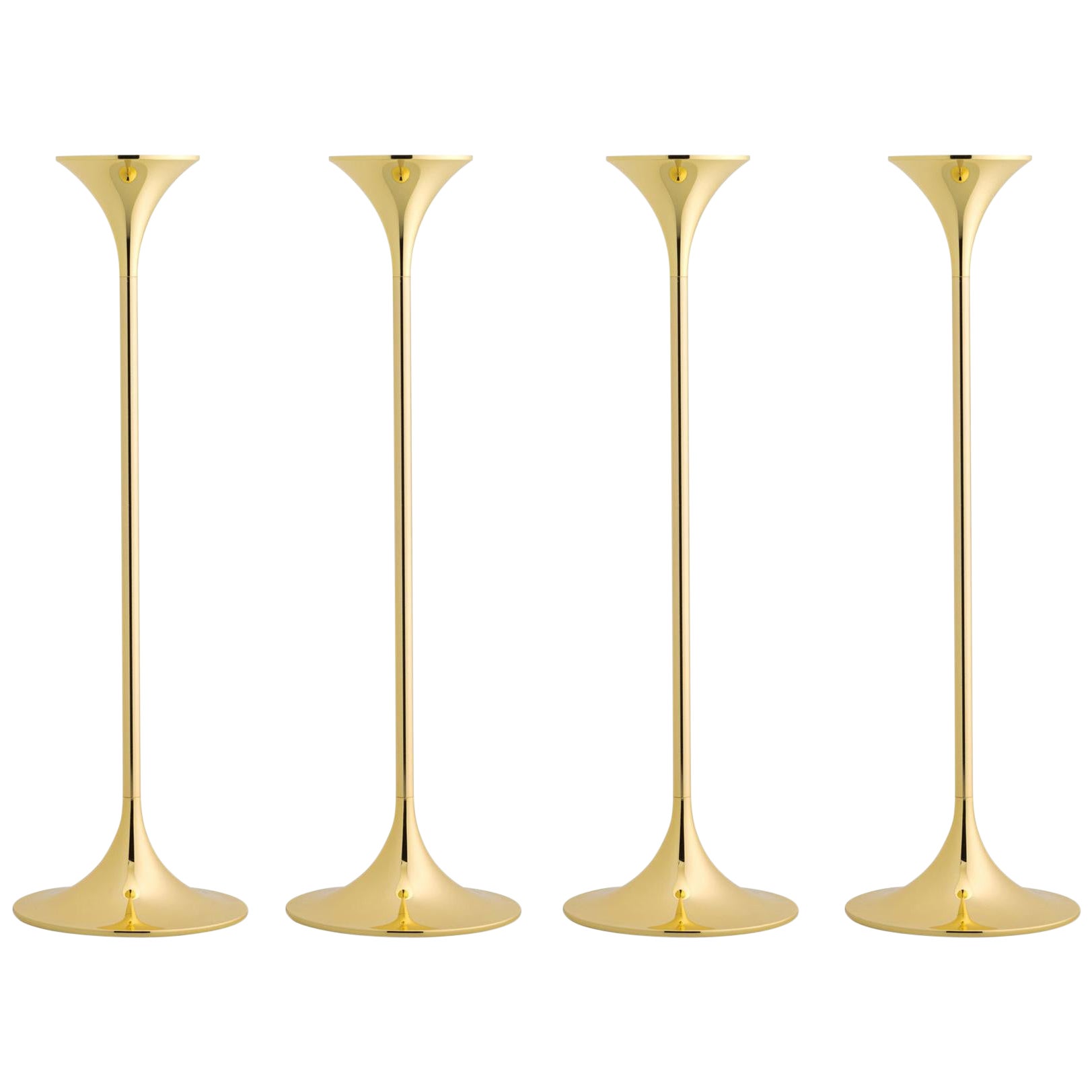 Set of Four Max Brüel 'Jazz' Candleholders, Steel with Brass Plating by Karakter For Sale
