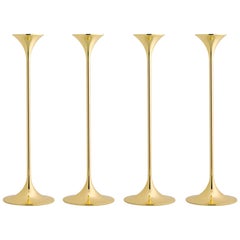 Set of Four Max Brüel 'Jazz' Candleholders, Steel with Brass Plating by Karakter