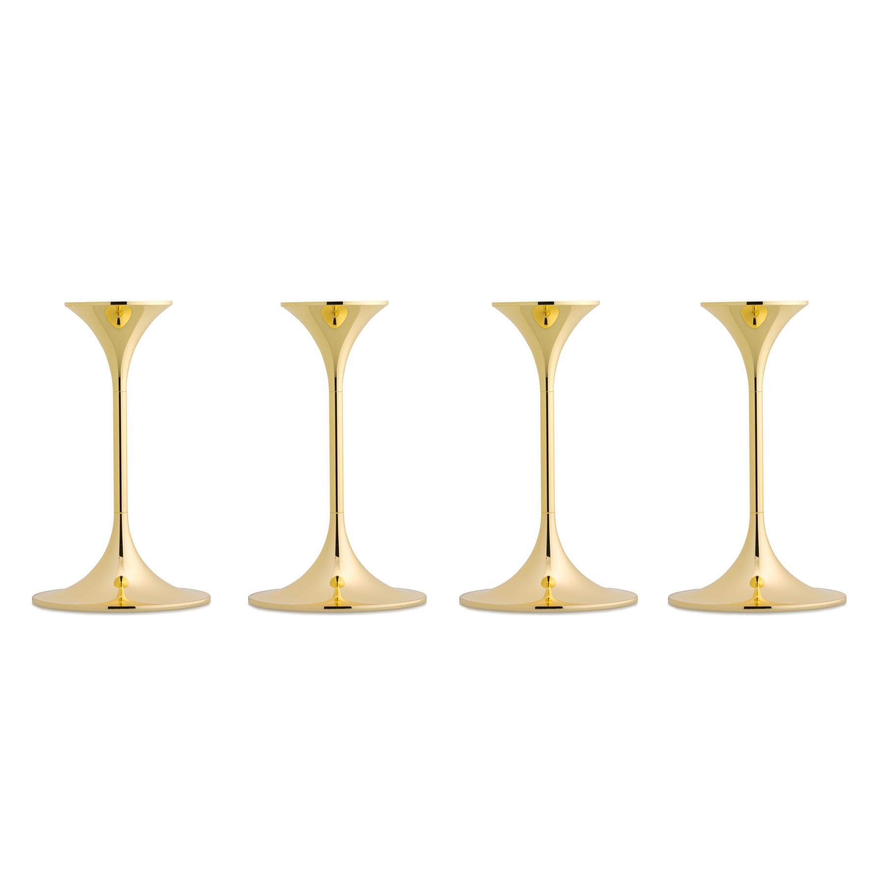 Mid-Century Modern Set of Four Max Brüel 'Jazz' Candleholders, Steel with Brass Plating