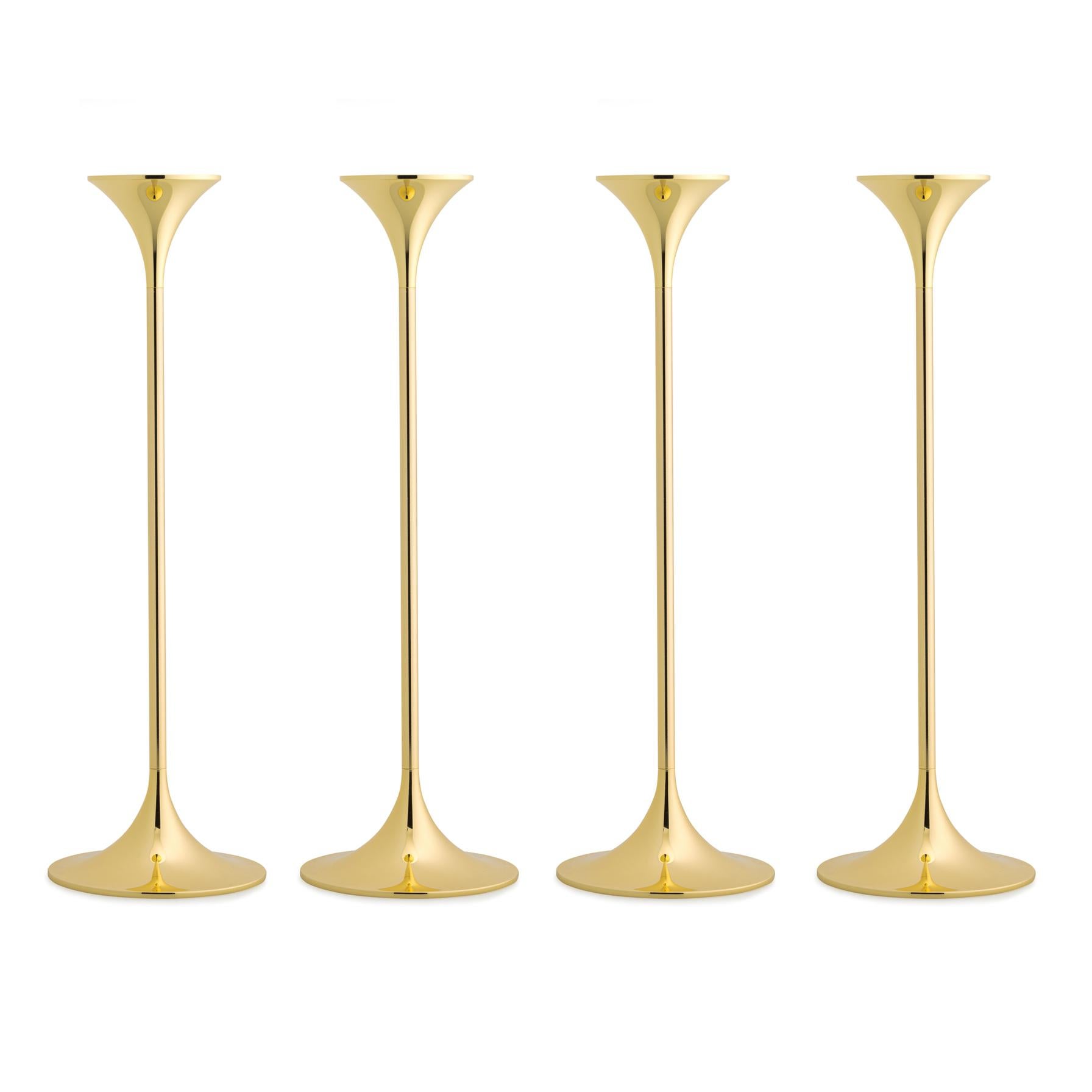 Mid-Century Modern Set of Four Max Brüel 'Jazz' Candleholders, Steel with Brass Plating