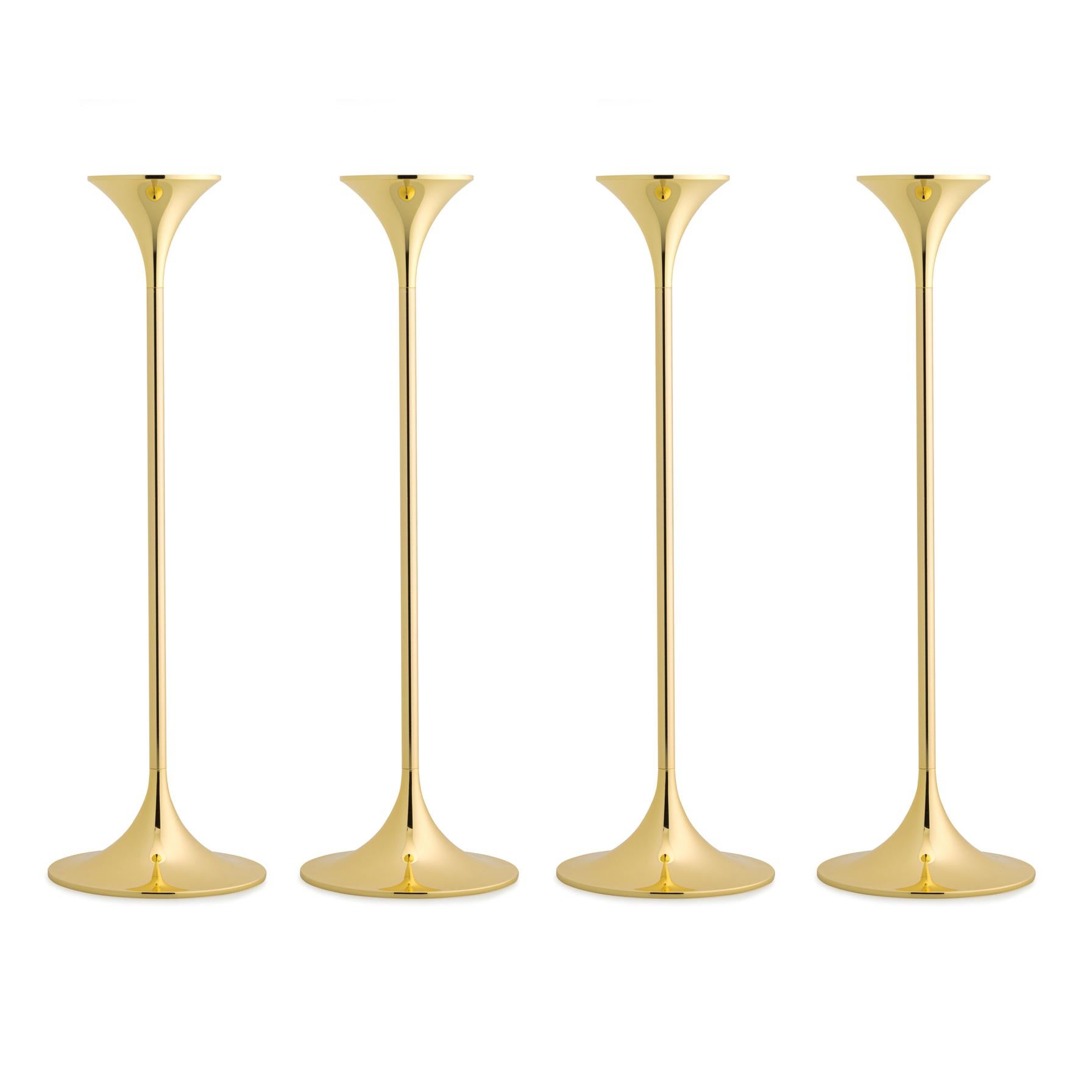 Set of Four Max Brüel 'Jazz' Candleholders, Steel with Brass Plating In New Condition In Barcelona, Barcelona