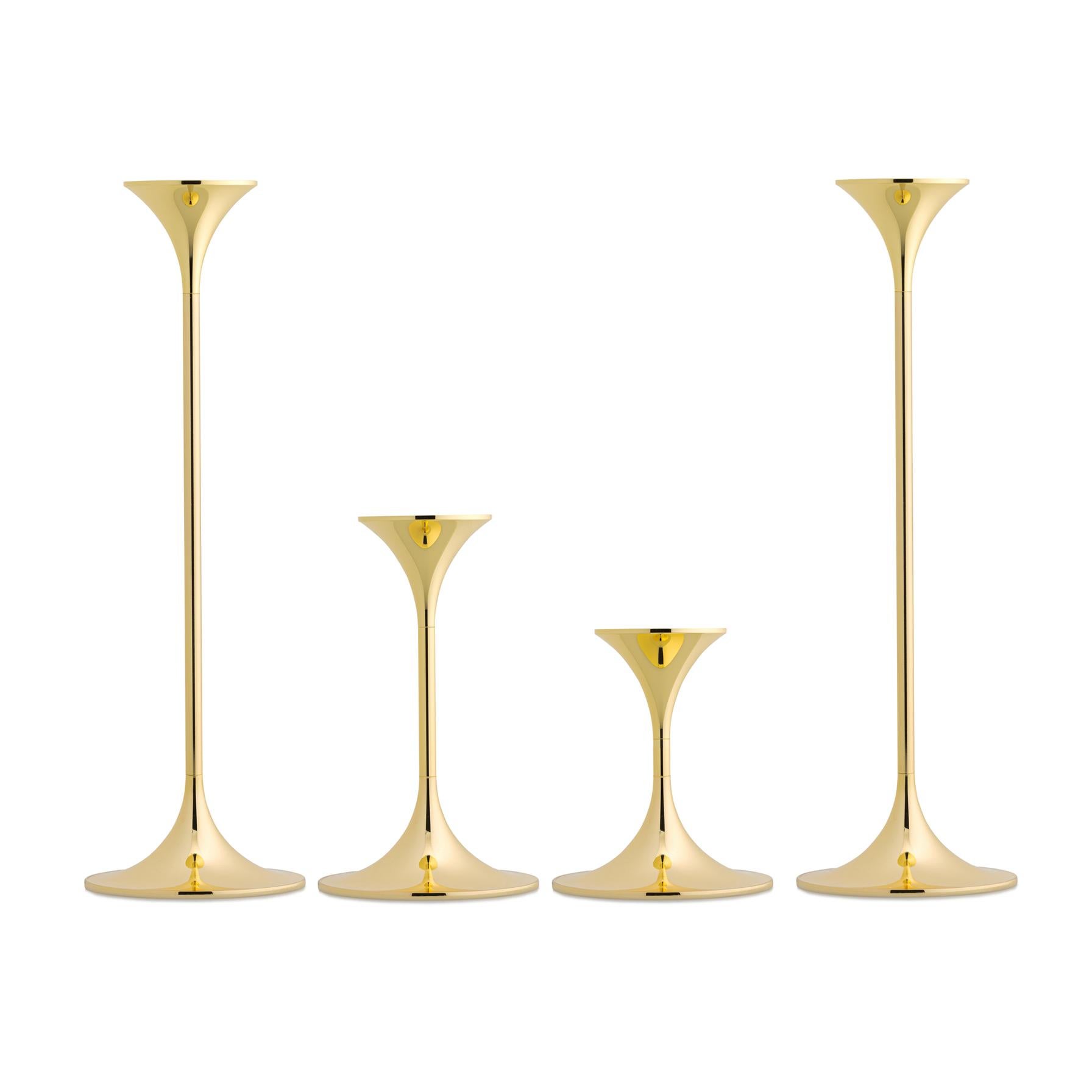 Contemporary Set of Four Max Brüel 'Jazz' Candleholders, Steel with Brass Plating For Sale