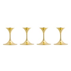 Set of Four Max Brüel 'Jazz' Candleholders, Steel with Brass Plating