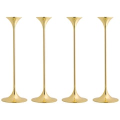 Set of Four Max Brüel 'Jazz' Candleholders, Steel with Brass Plating