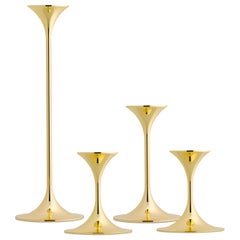 Set of Four Max Brüel 'Jazz' Candleholders, Steel with Brass Plating