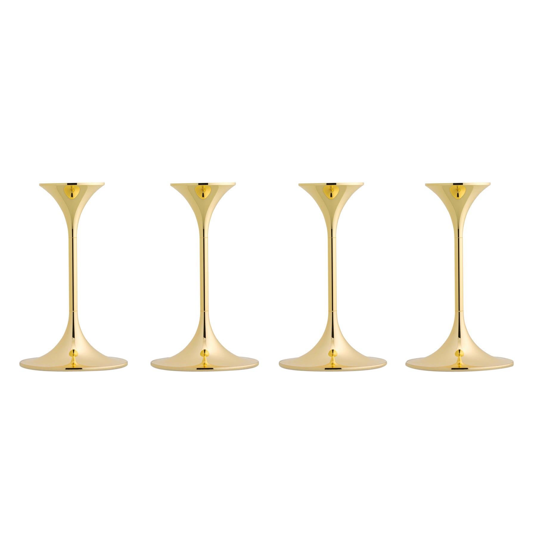 Set of Four Max Brüel 'Jazz' Candleholders, Steel with Brass Plating For Sale