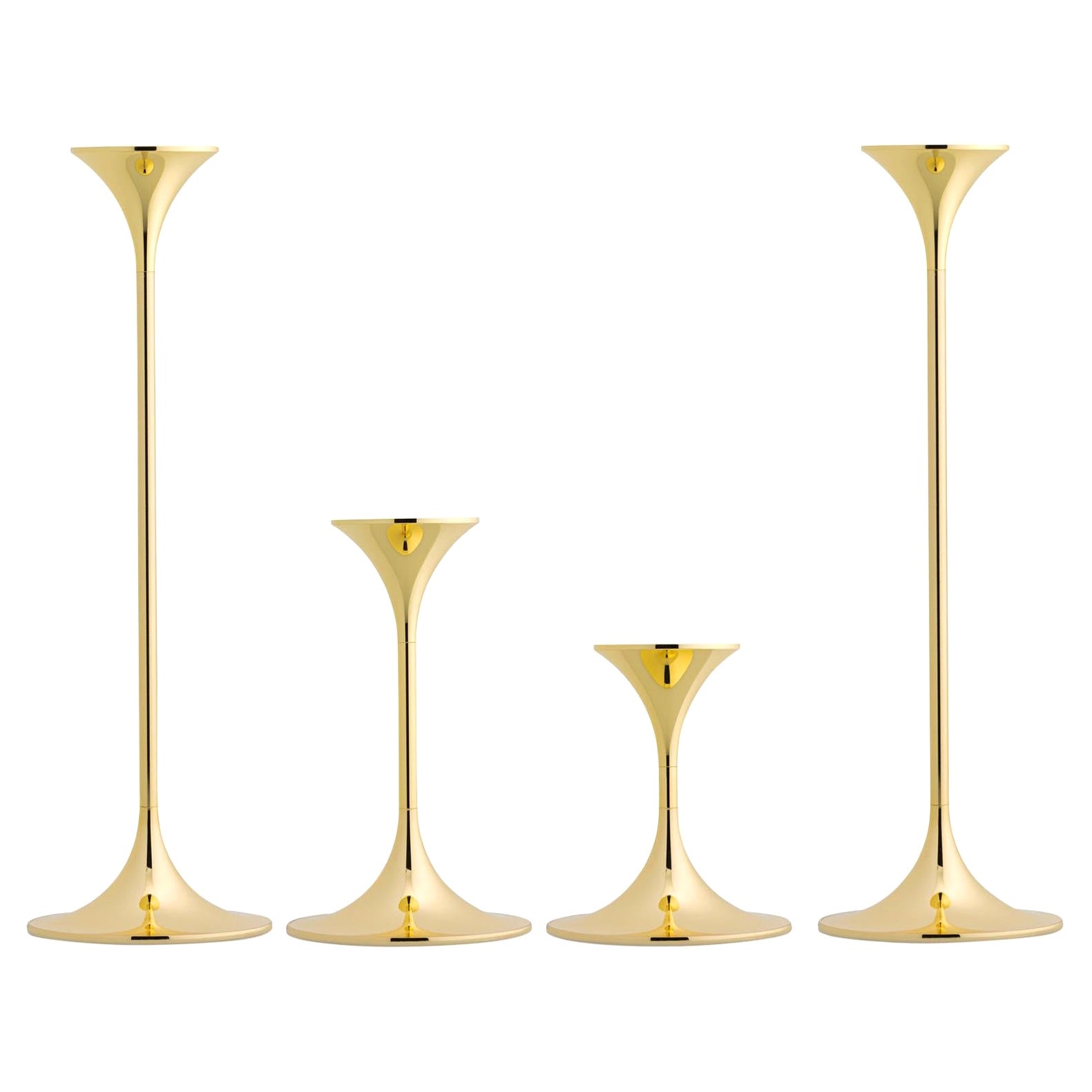 Set of Four Max Brüel 'Jazz' Candleholders, Steel with Brass Plating For Sale