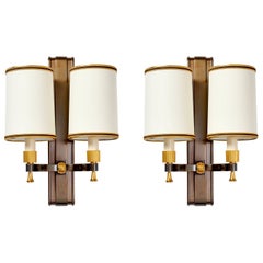 Set of Four Maxime Old Gilt and Oxidized Bronze Sconces