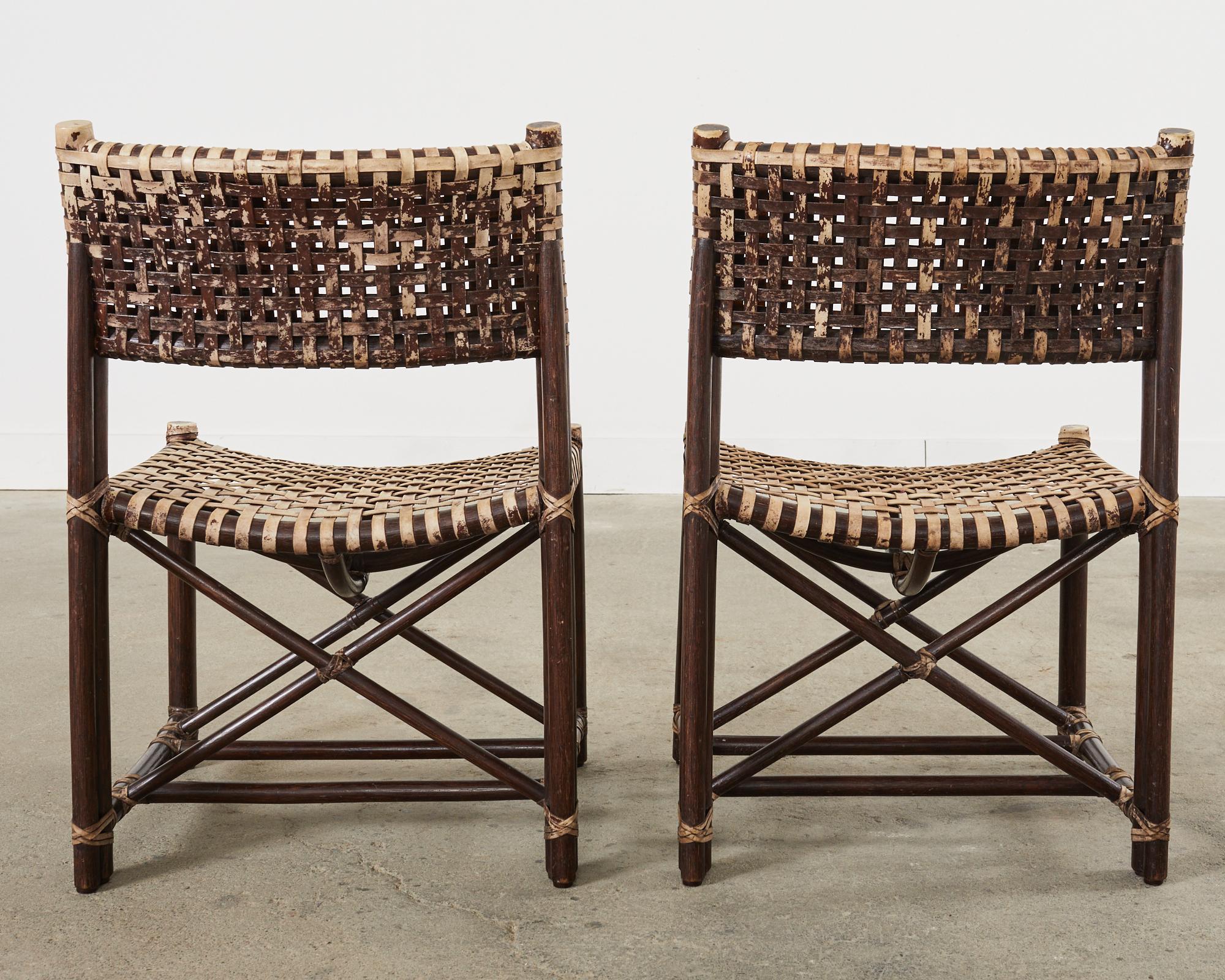 Set of Four McGuire Antalya Laced Rawhide Rattan Dining Chairs  For Sale 2