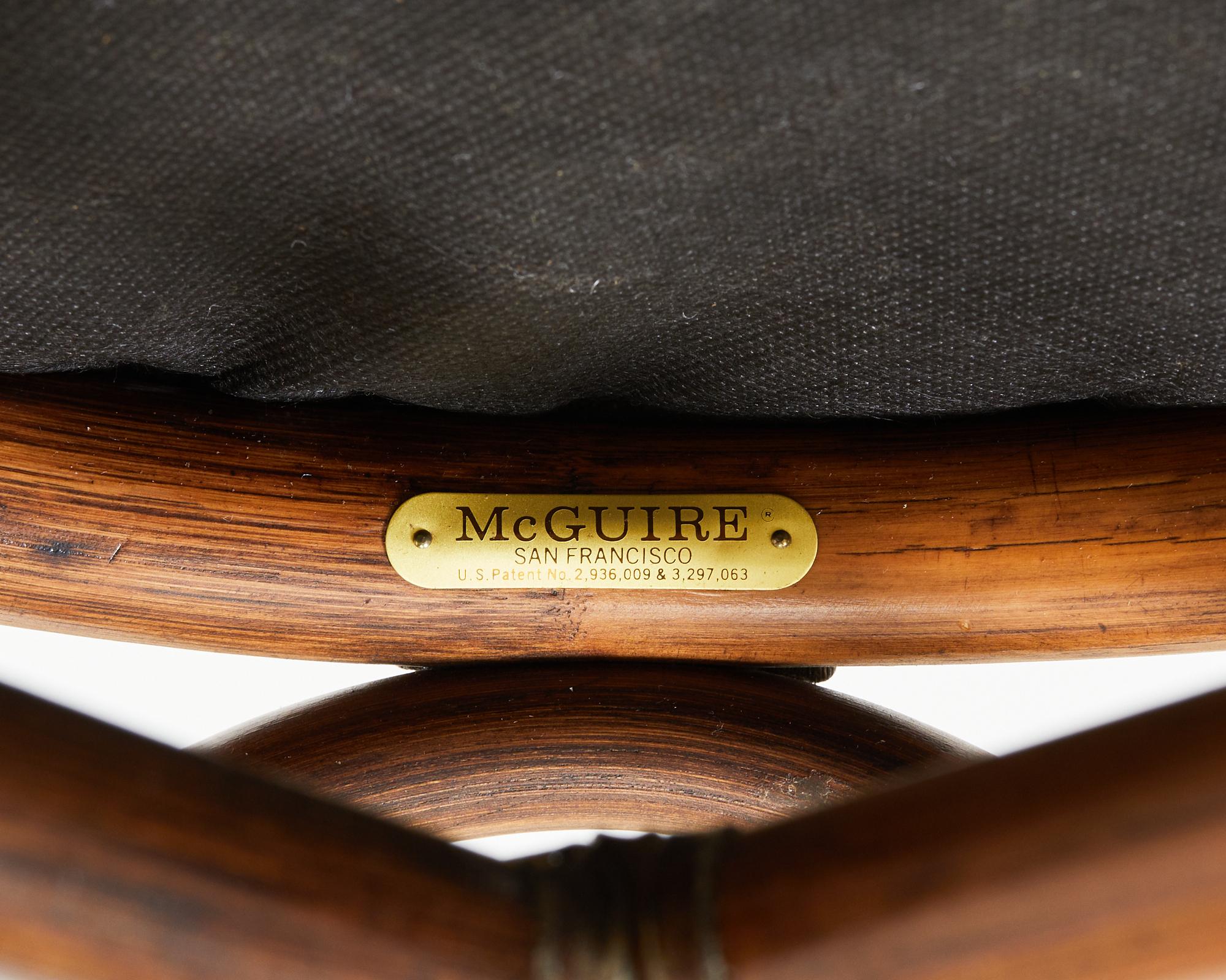 Set of Four McGuire Art Nouveau Style Rattan Dining Armchairs For Sale 8