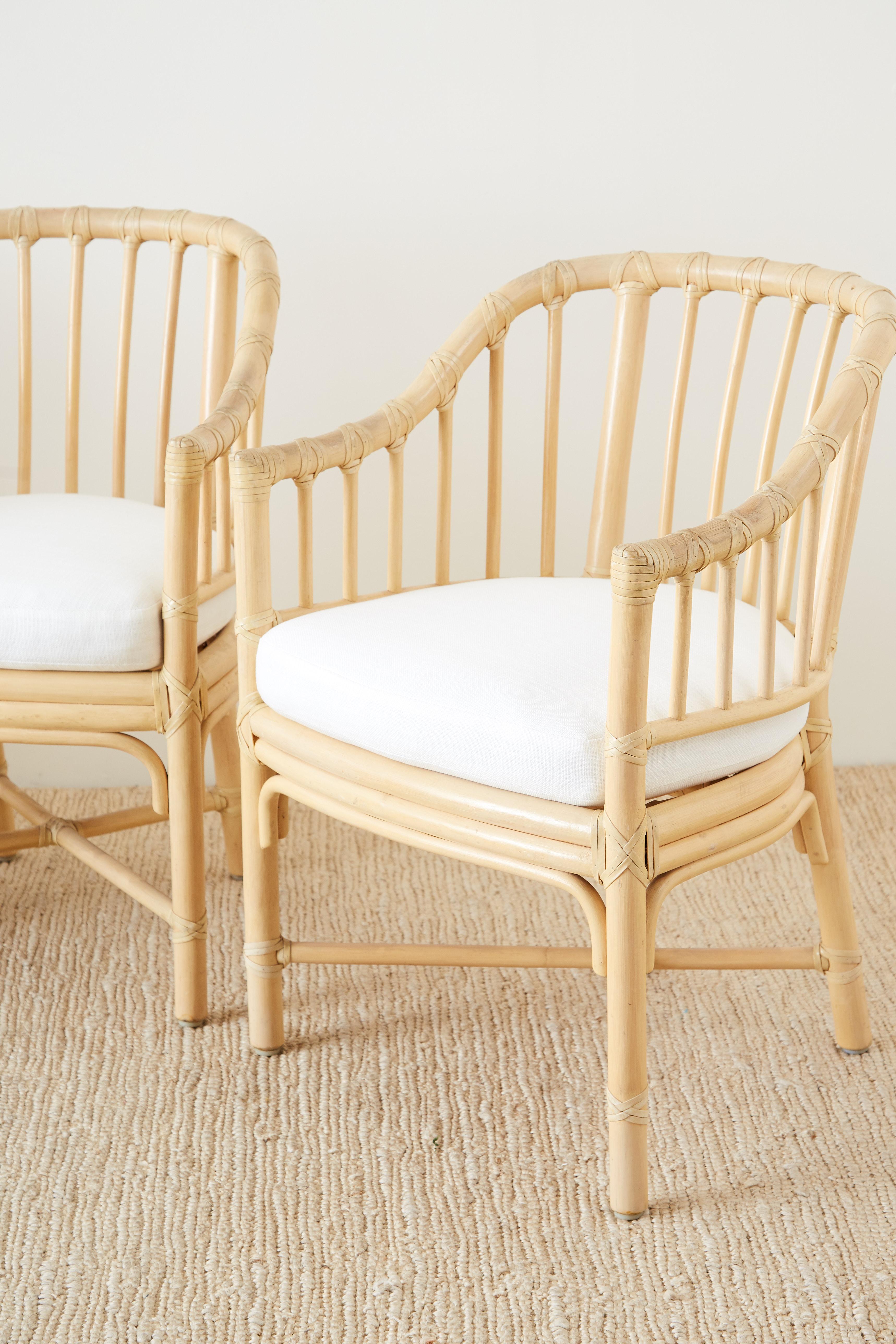 Set of Four McGuire Bamboo Rattan Dining Chairs 3