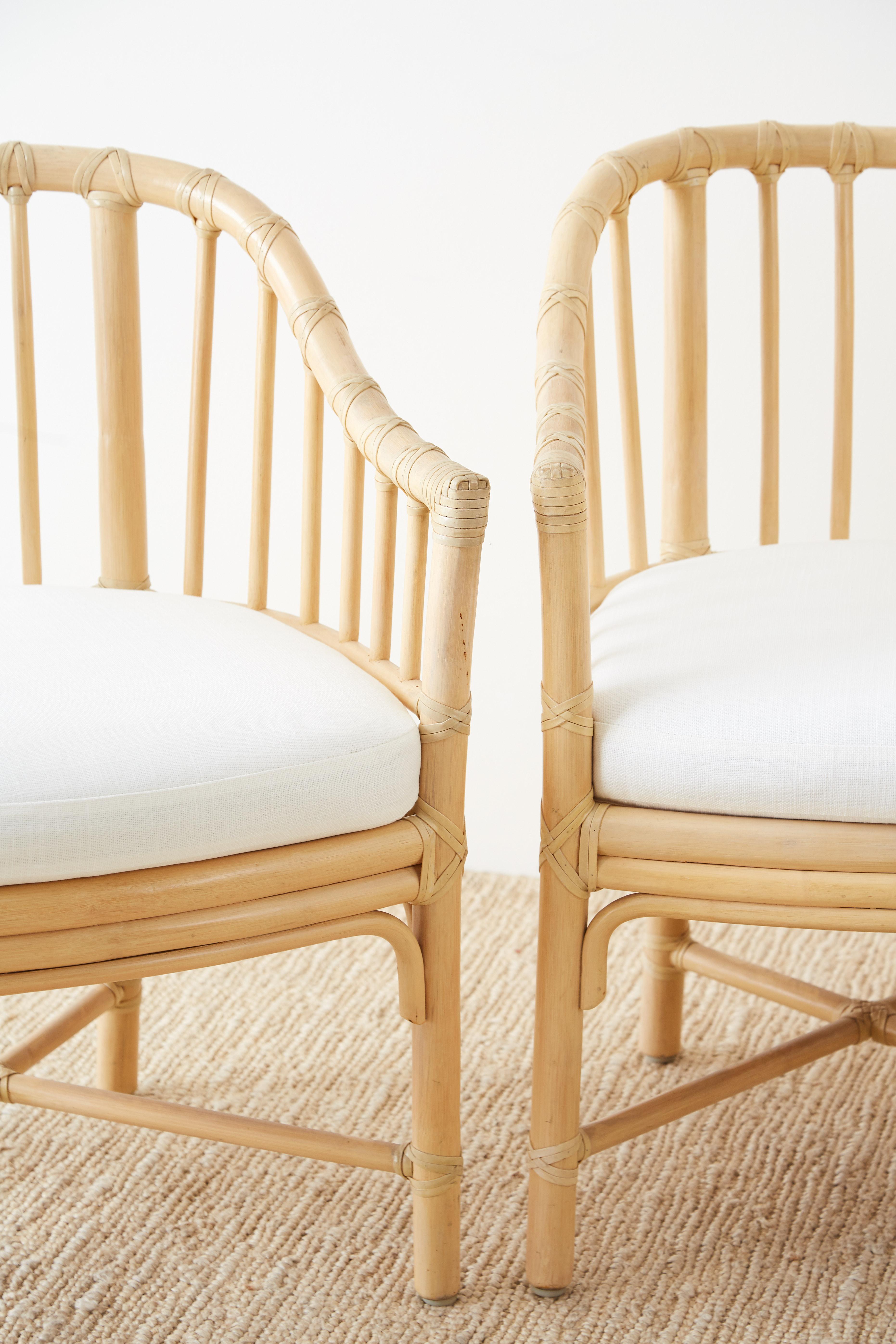 Set of Four McGuire Bamboo Rattan Dining Chairs 4