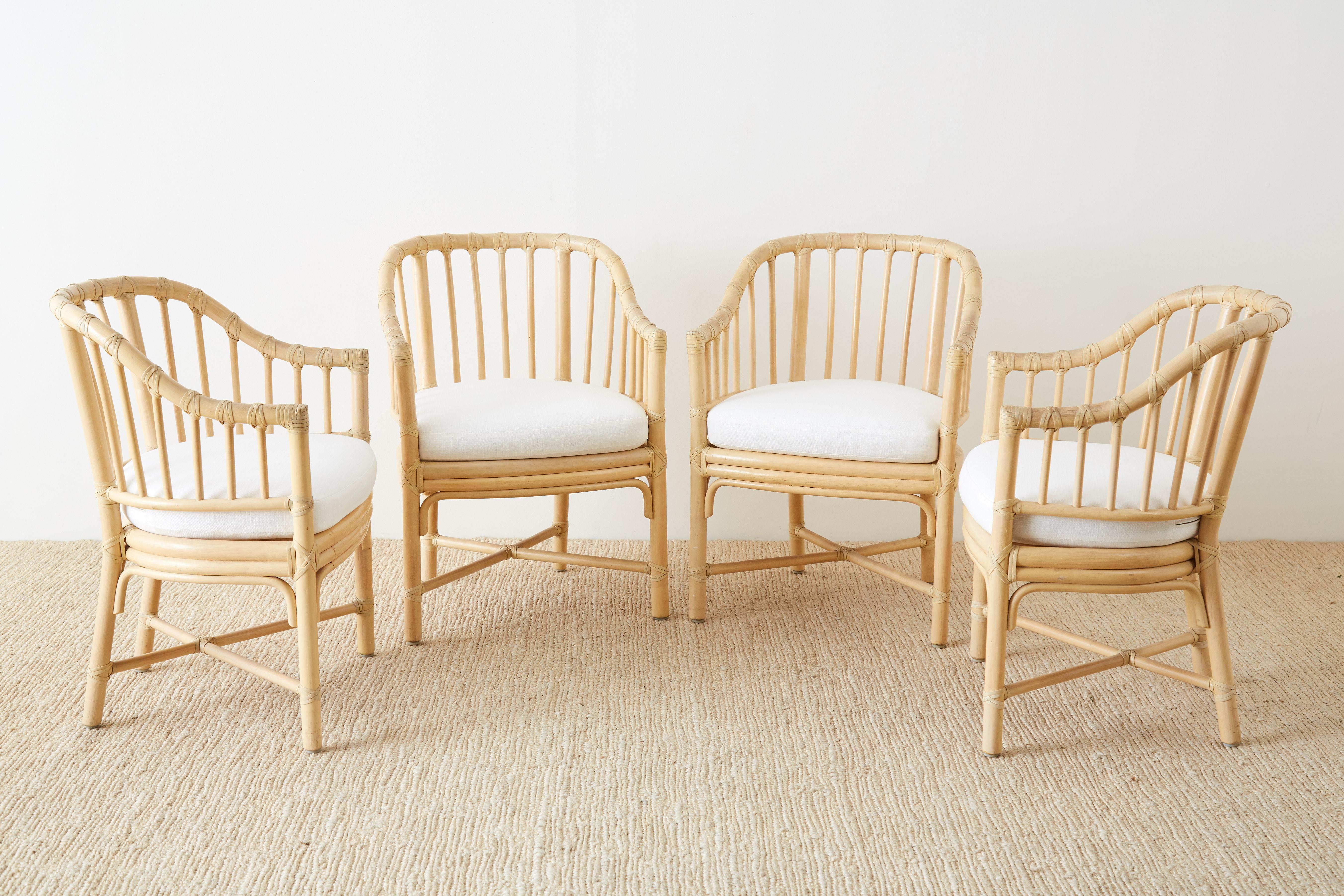 Set of Four McGuire Bamboo Rattan Dining Chairs 6