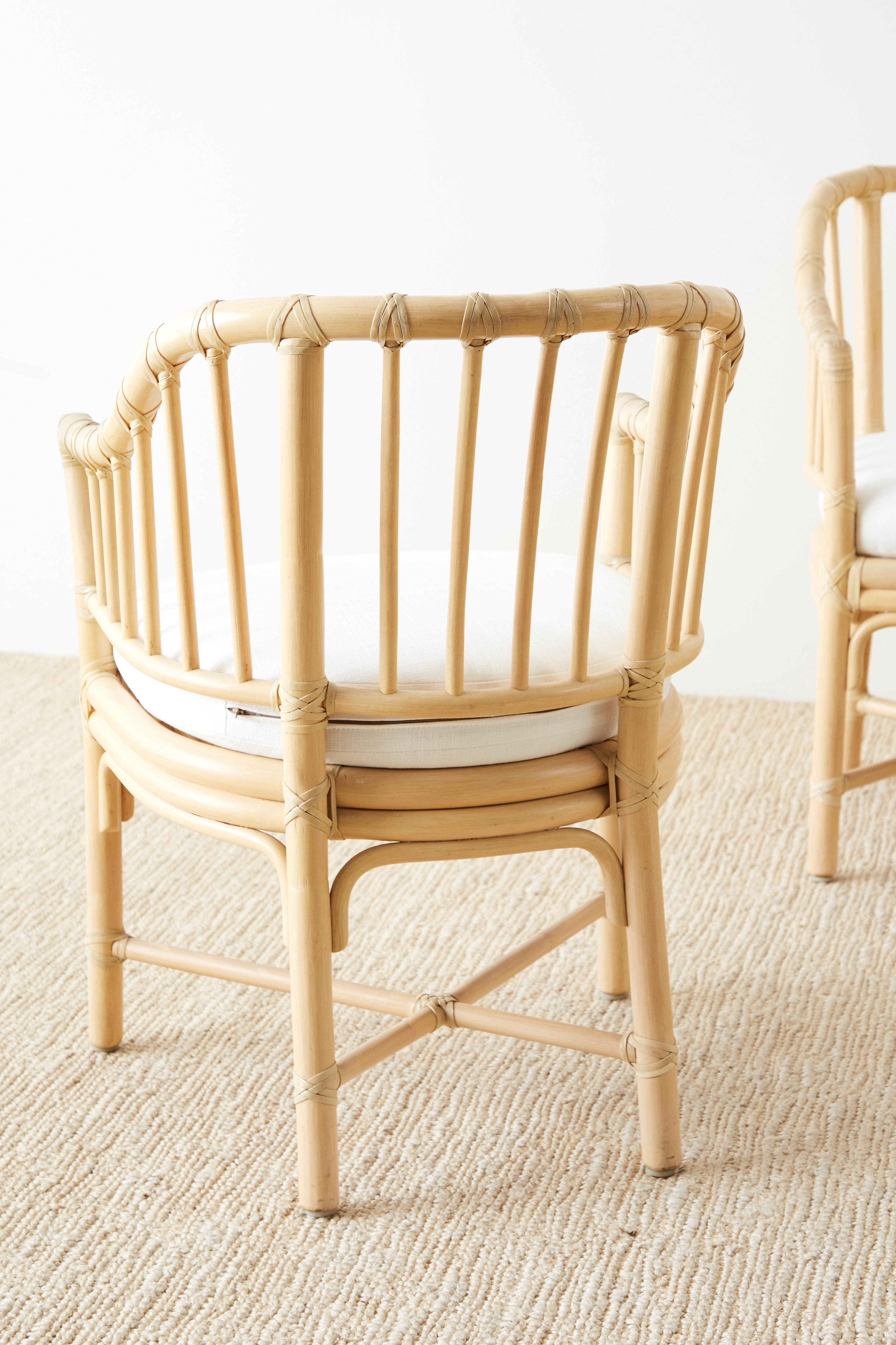 Set of Four McGuire Bamboo Rattan Dining Chairs 12