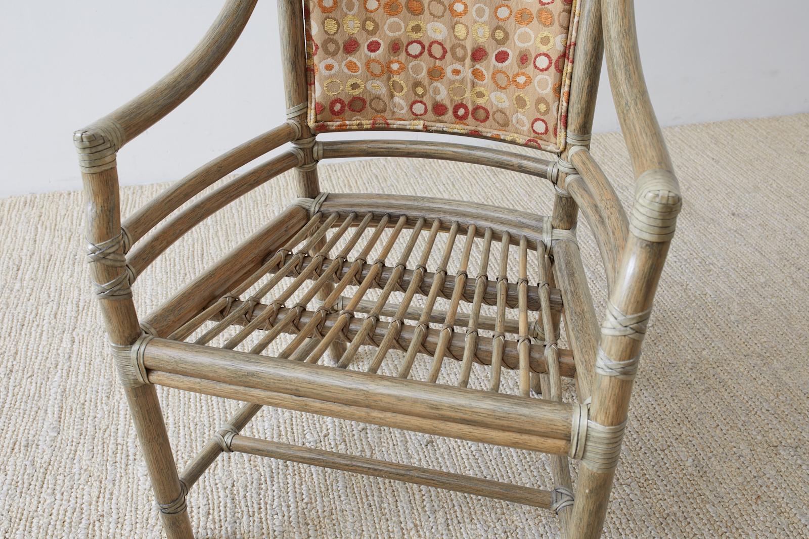 Contemporary Set of Four McGuire Bamboo Rattan Target Dining Chairs