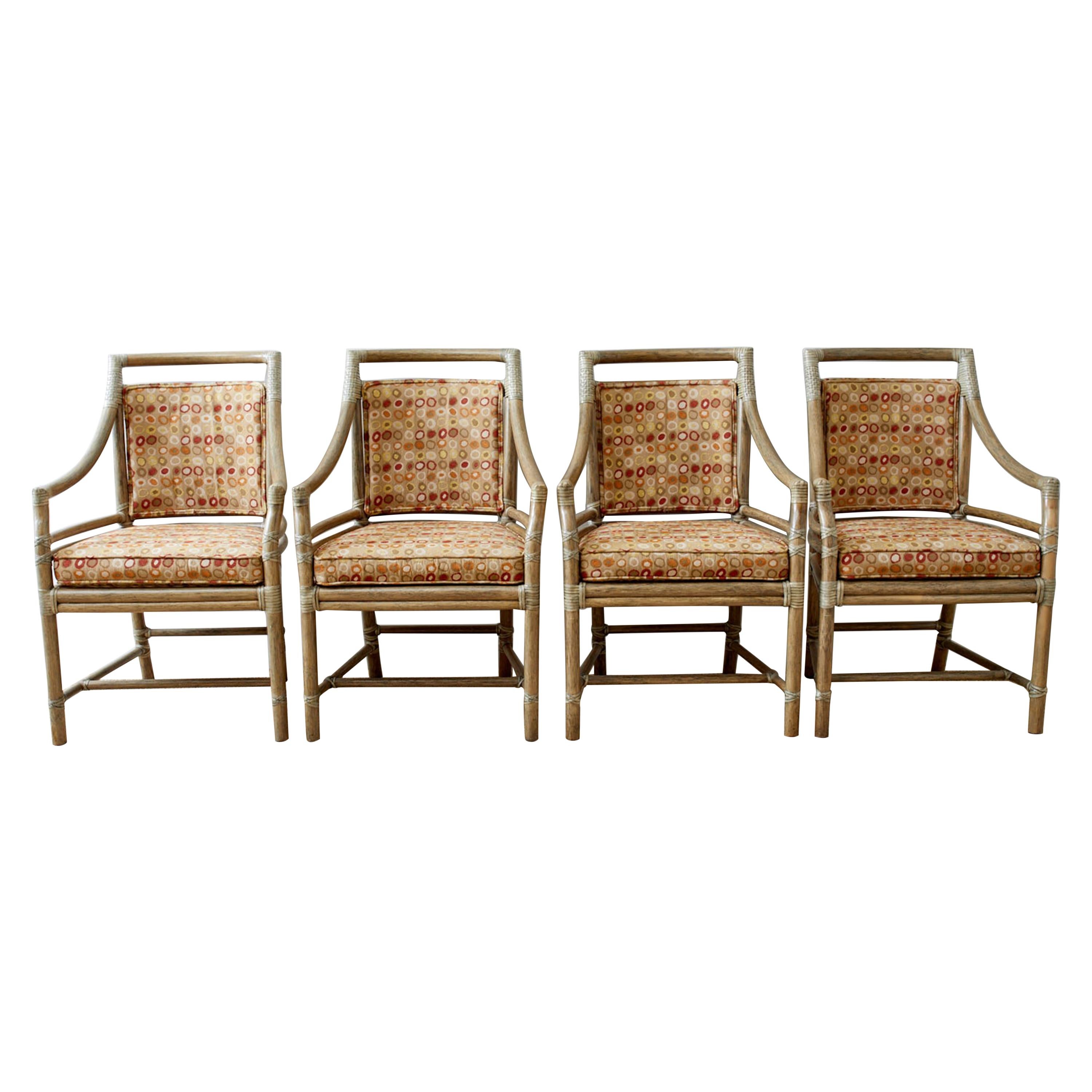 Set of Four McGuire Bamboo Rattan Target Dining Chairs