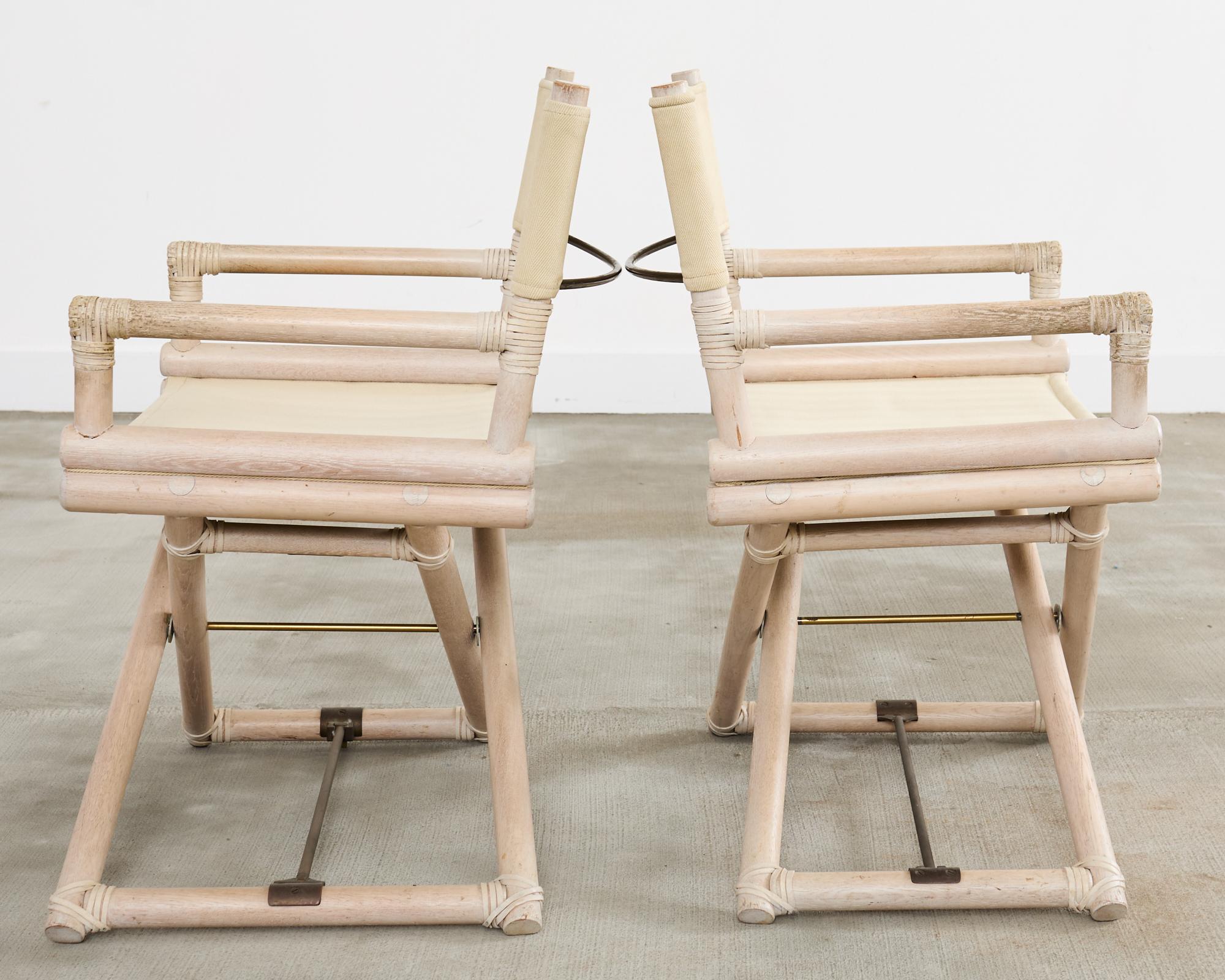 Ensemble de quatre chaises de direction de style Campaigner en céramique McGuire en vente 4