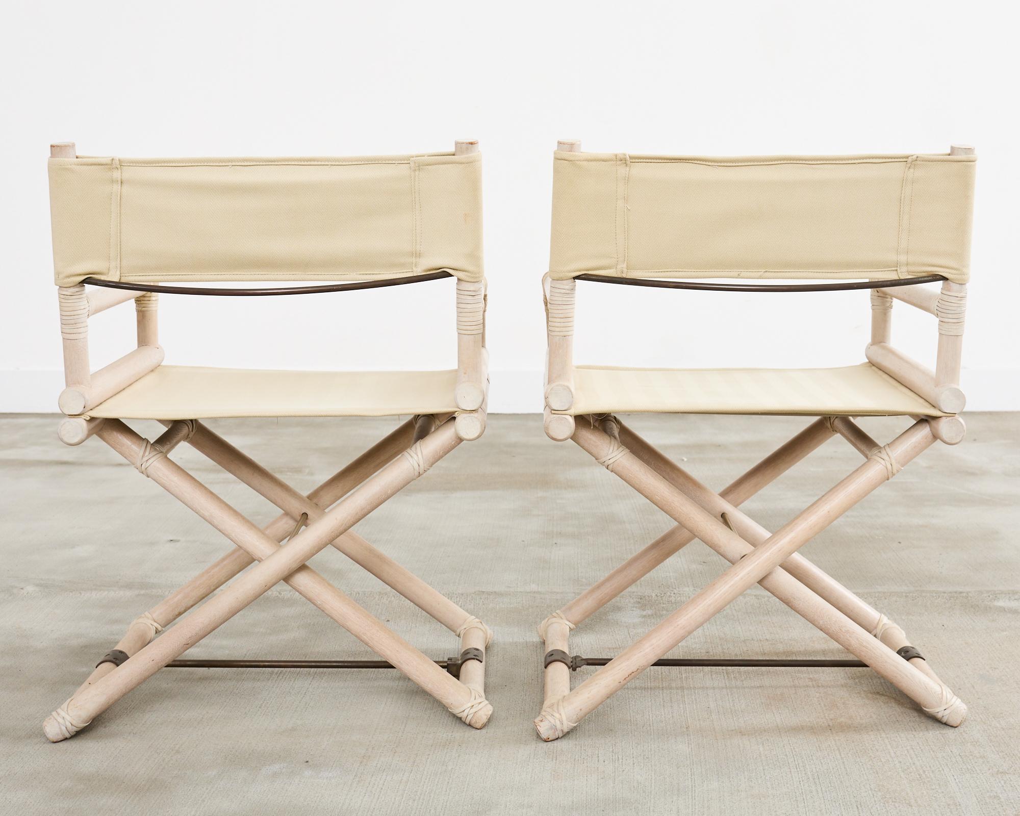 Ensemble de quatre chaises de direction de style Campaigner en céramique McGuire en vente 10