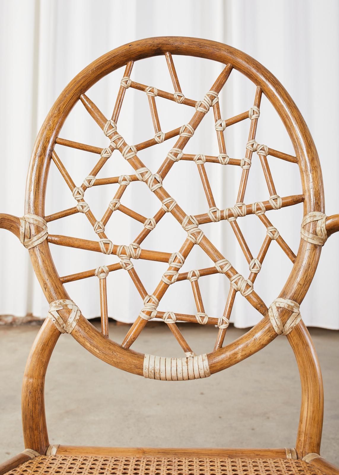 Set of Four McGuire Cracked Ice Rattan Cane Dining Chairs 2