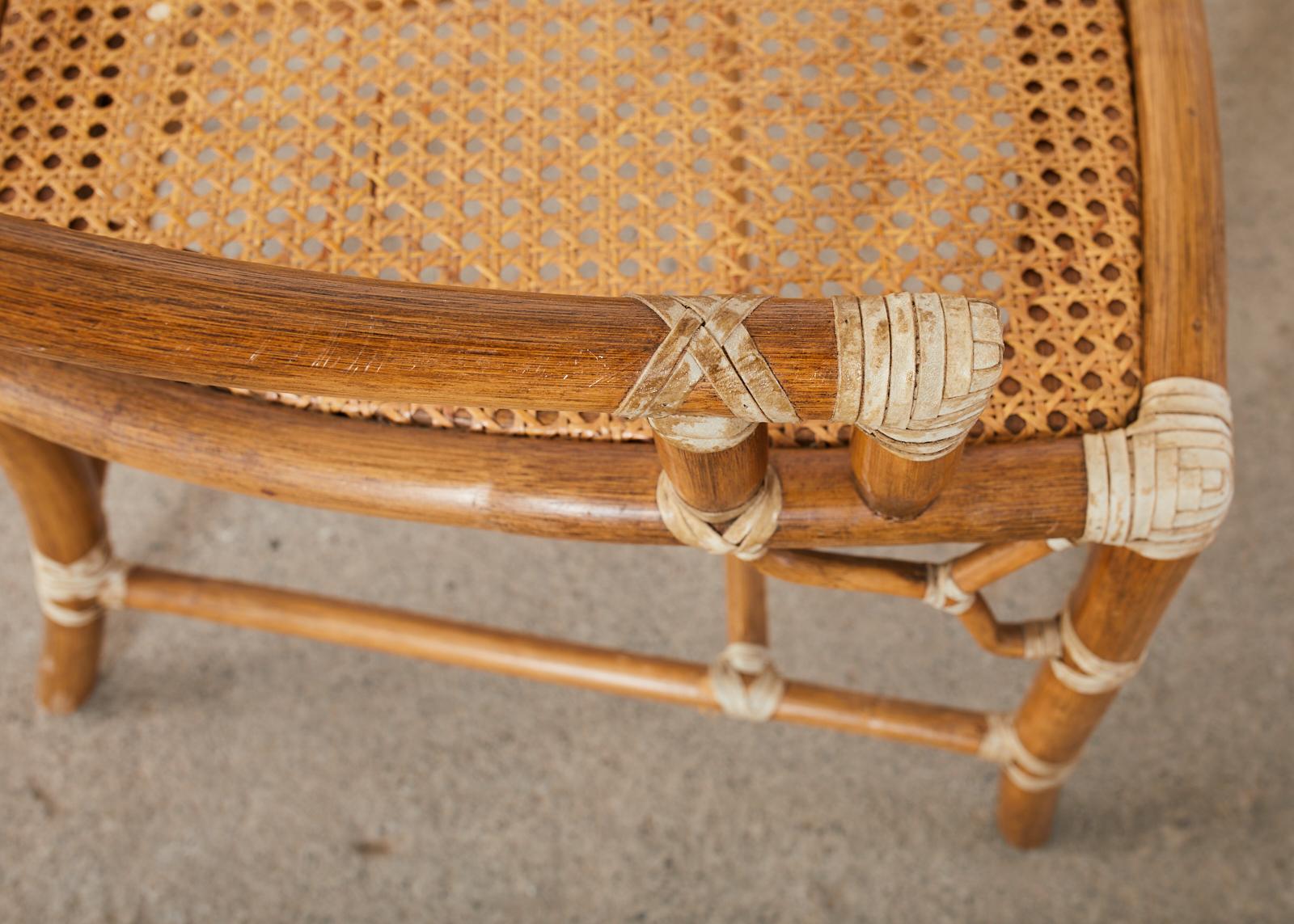 Set of Four McGuire Cracked Ice Rattan Cane Dining Chairs 5