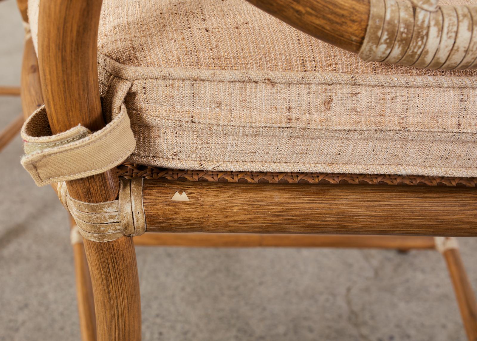 Set of Four McGuire Cracked Ice Rattan Cane Dining Chairs 7