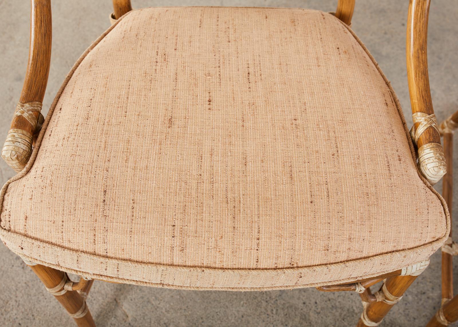 Set of Four McGuire Cracked Ice Rattan Cane Dining Chairs 8