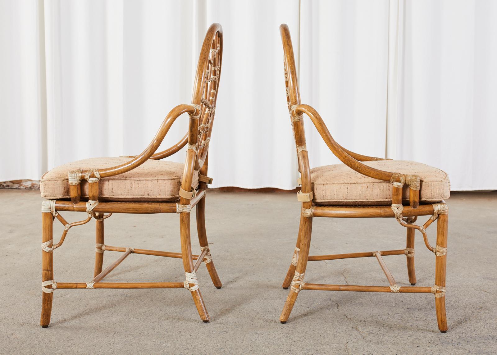 Set of Four McGuire Cracked Ice Rattan Cane Dining Chairs 9