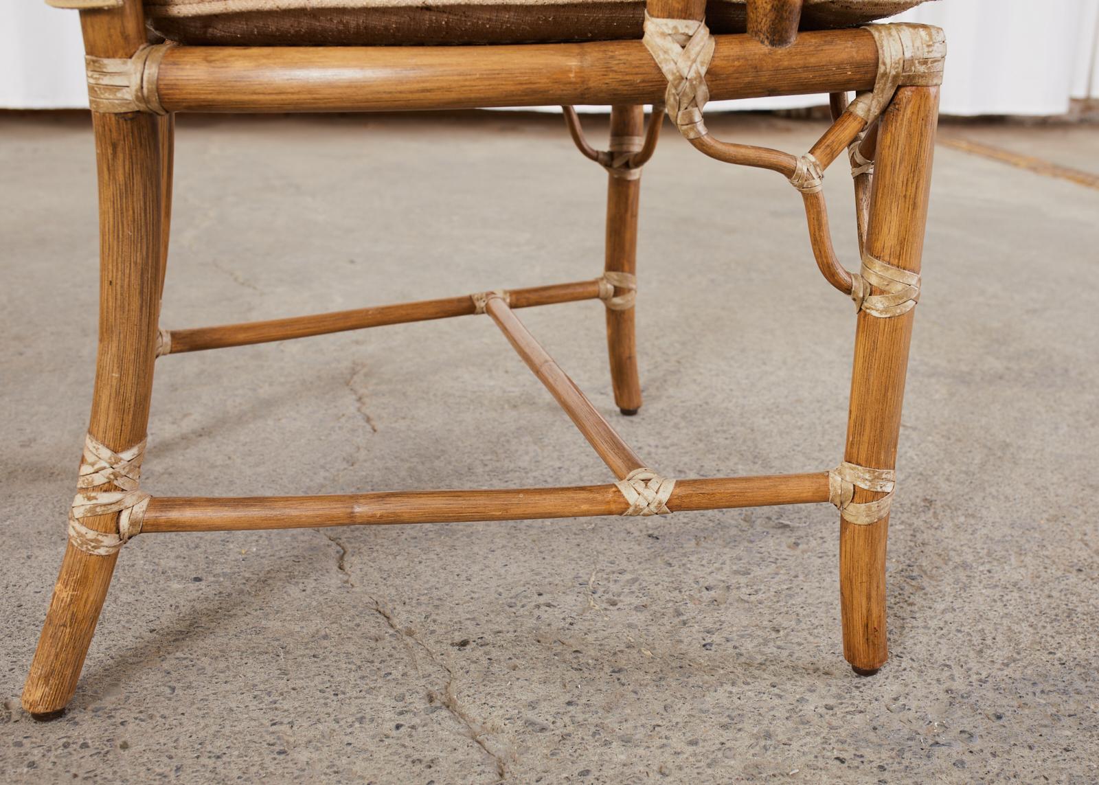 Set of Four McGuire Cracked Ice Rattan Cane Dining Chairs 11
