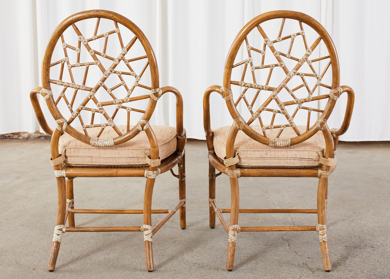 Set of Four McGuire Cracked Ice Rattan Cane Dining Chairs 12