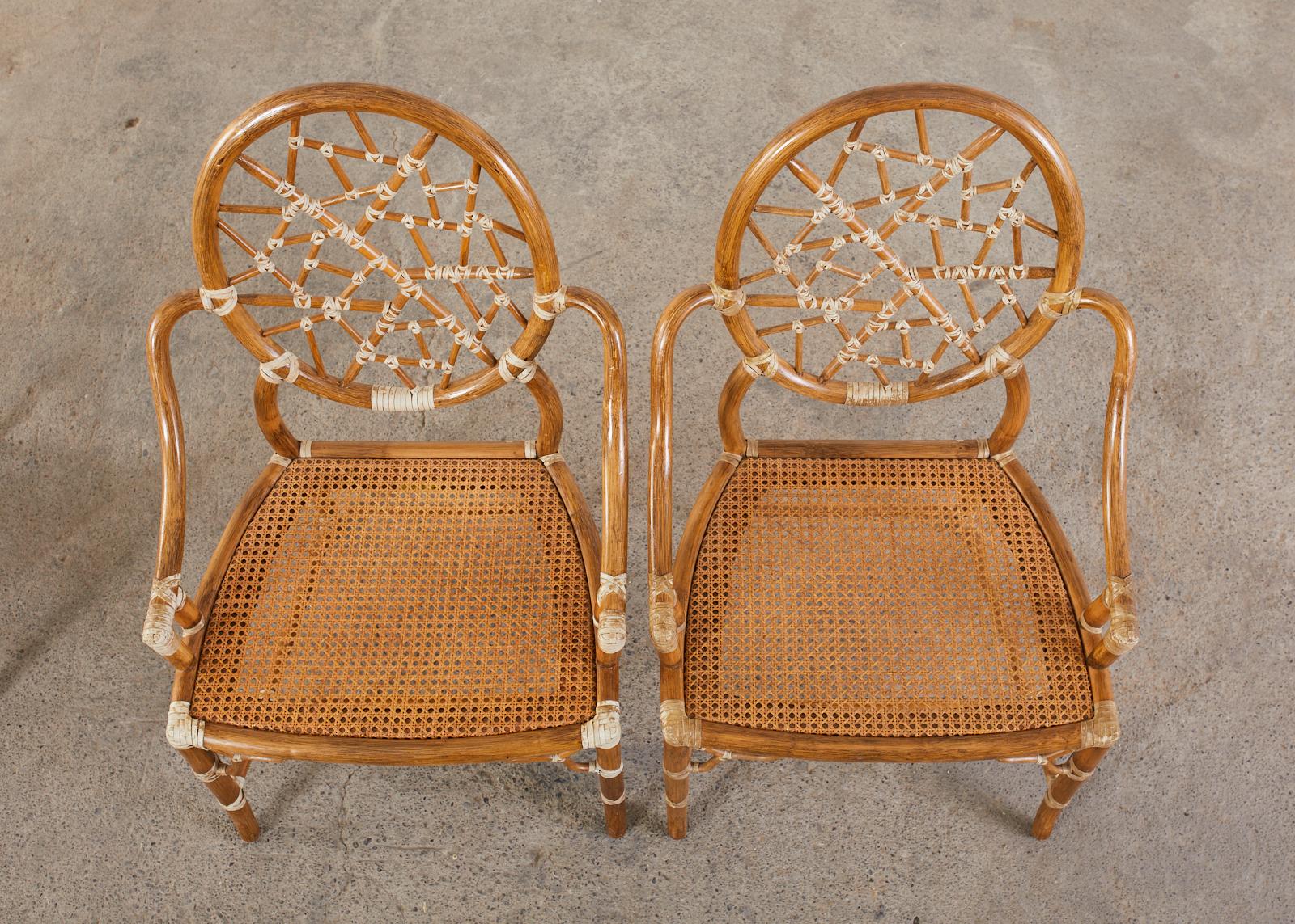 20th Century Set of Four McGuire Cracked Ice Rattan Cane Dining Chairs
