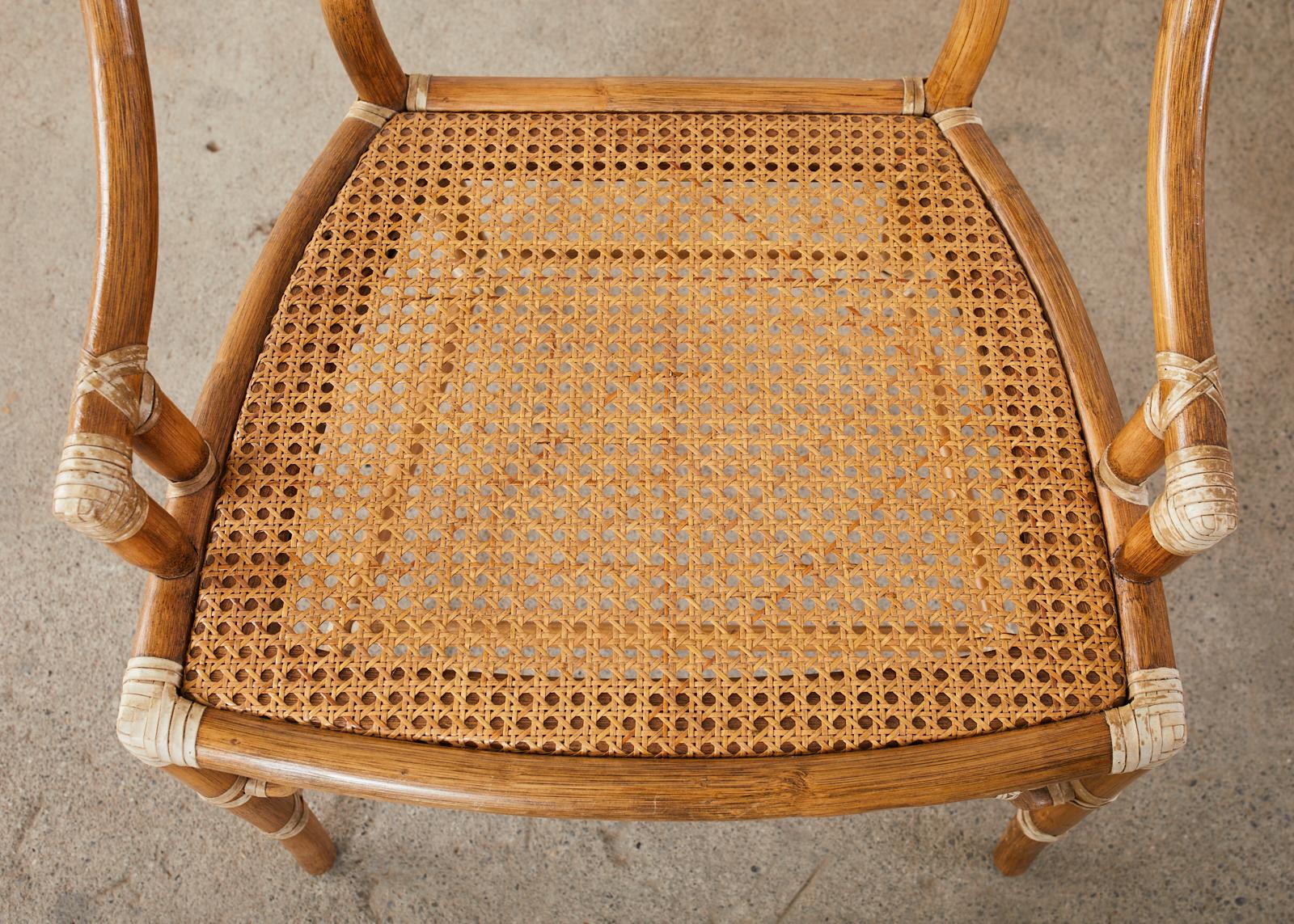 Set of Four McGuire Cracked Ice Rattan Cane Dining Chairs 1