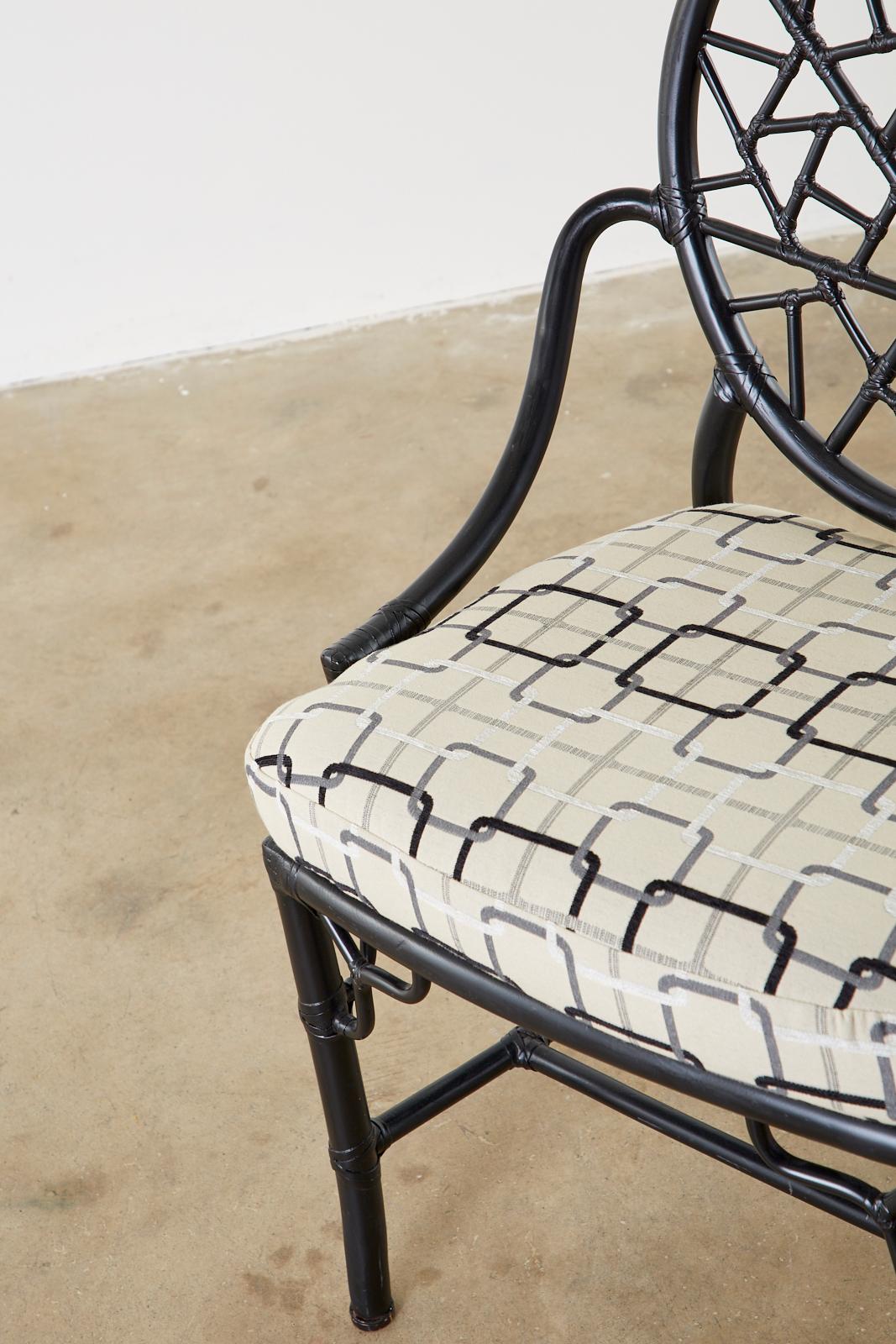 Set of Four McGuire Cracked Ice Rattan Cane Dining Chairs 1