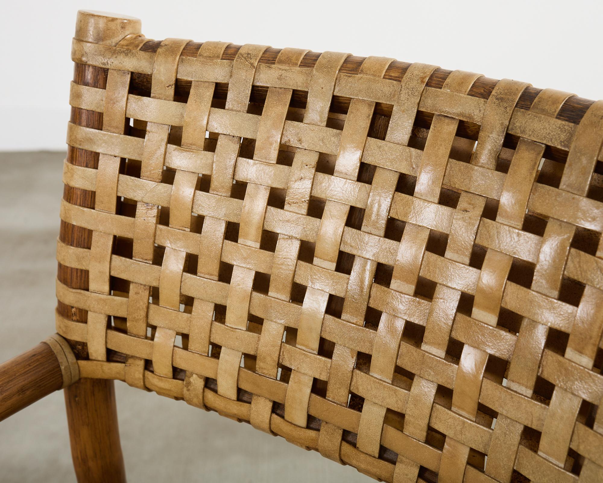 Set di quattro poltrone da pranzo McGuire in rattan intrecciato in vendita 3