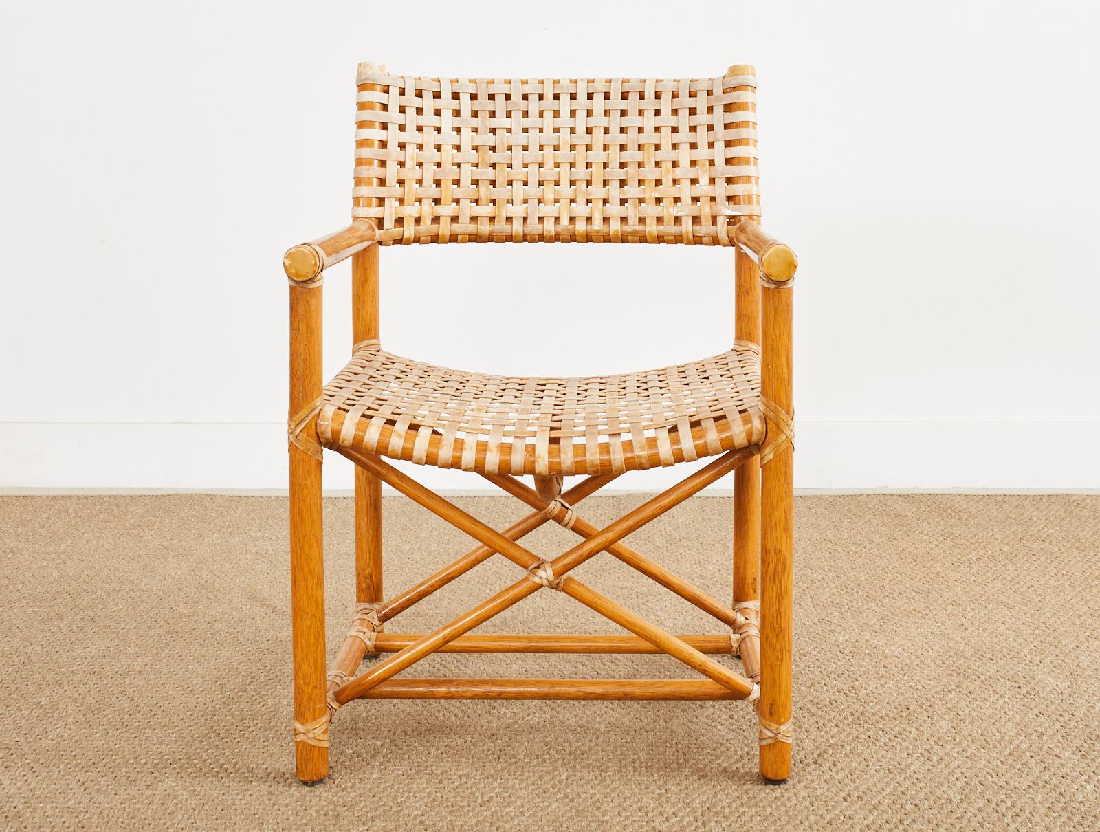 Set di quattro poltrone da pranzo McGuire in rattan intrecciato in vendita 6