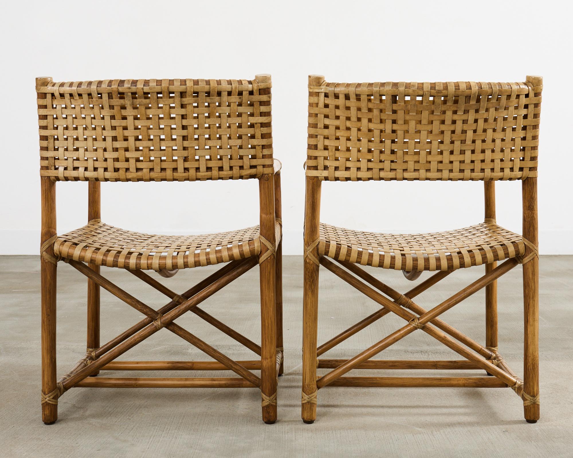 Set di quattro poltrone da pranzo McGuire in rattan intrecciato in vendita 6