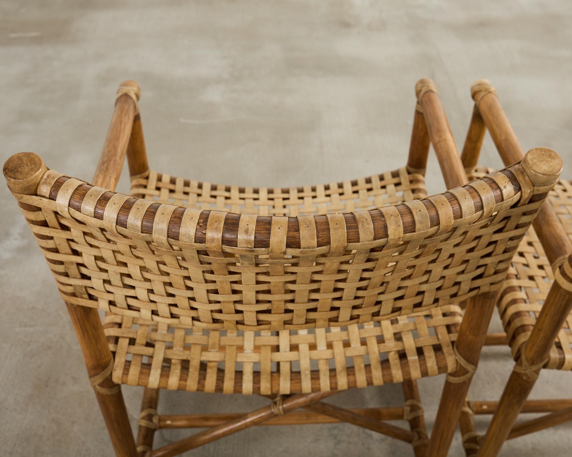 Set di quattro poltrone da pranzo McGuire in rattan intrecciato in vendita 7