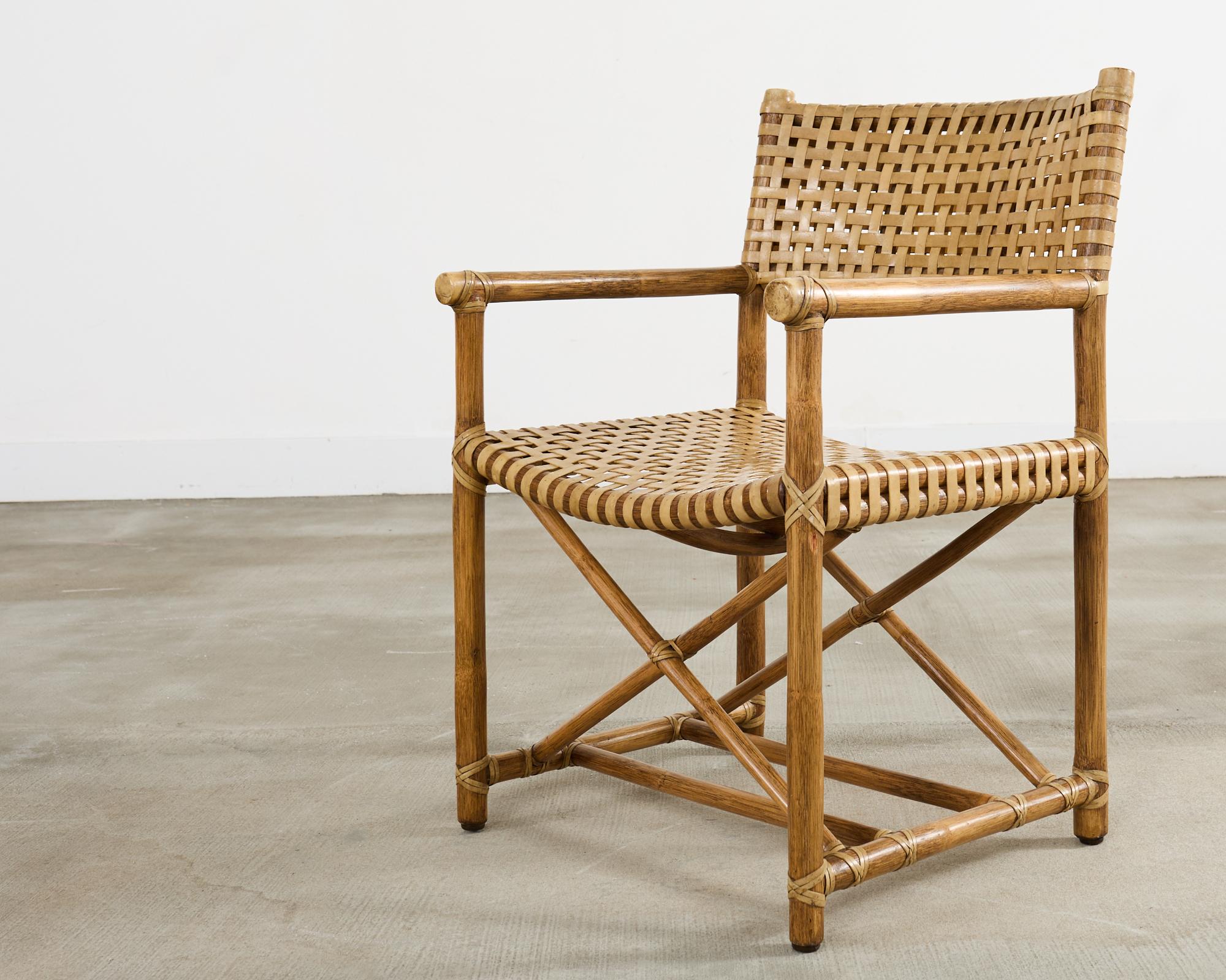 Set di quattro poltrone da pranzo McGuire in rattan intrecciato in vendita 10