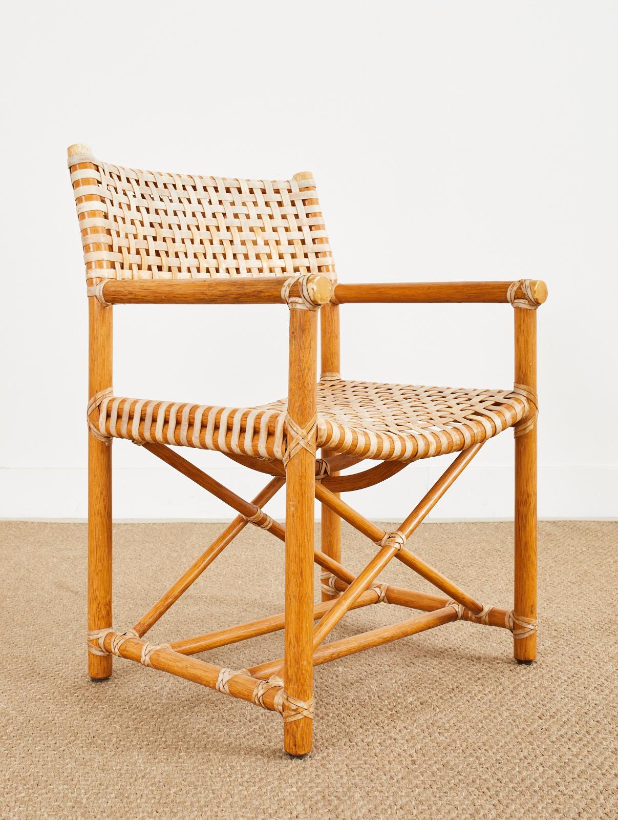 Set di quattro poltrone da pranzo McGuire in rattan intrecciato in vendita 11