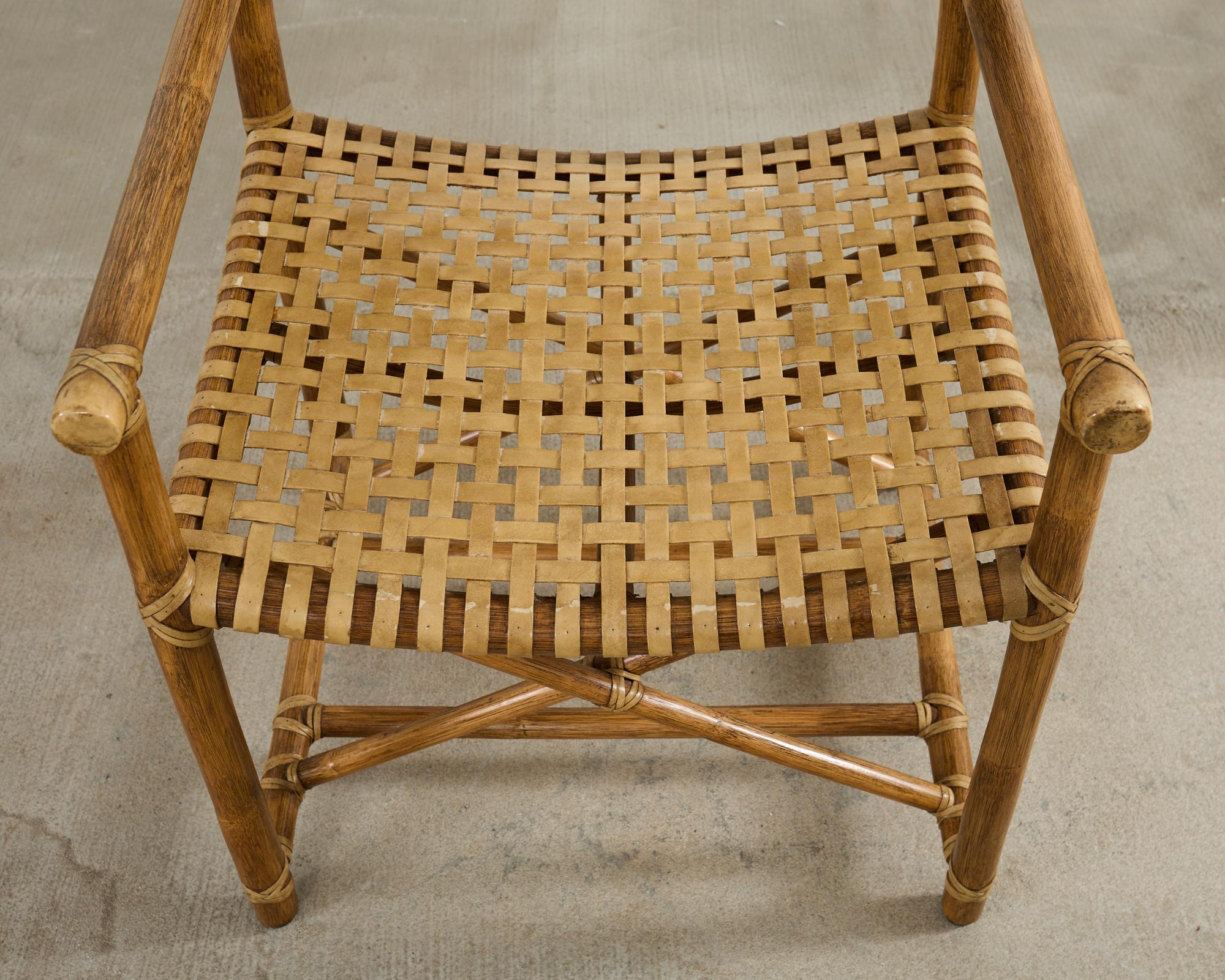 Set di quattro poltrone da pranzo McGuire in rattan intrecciato in vendita 11