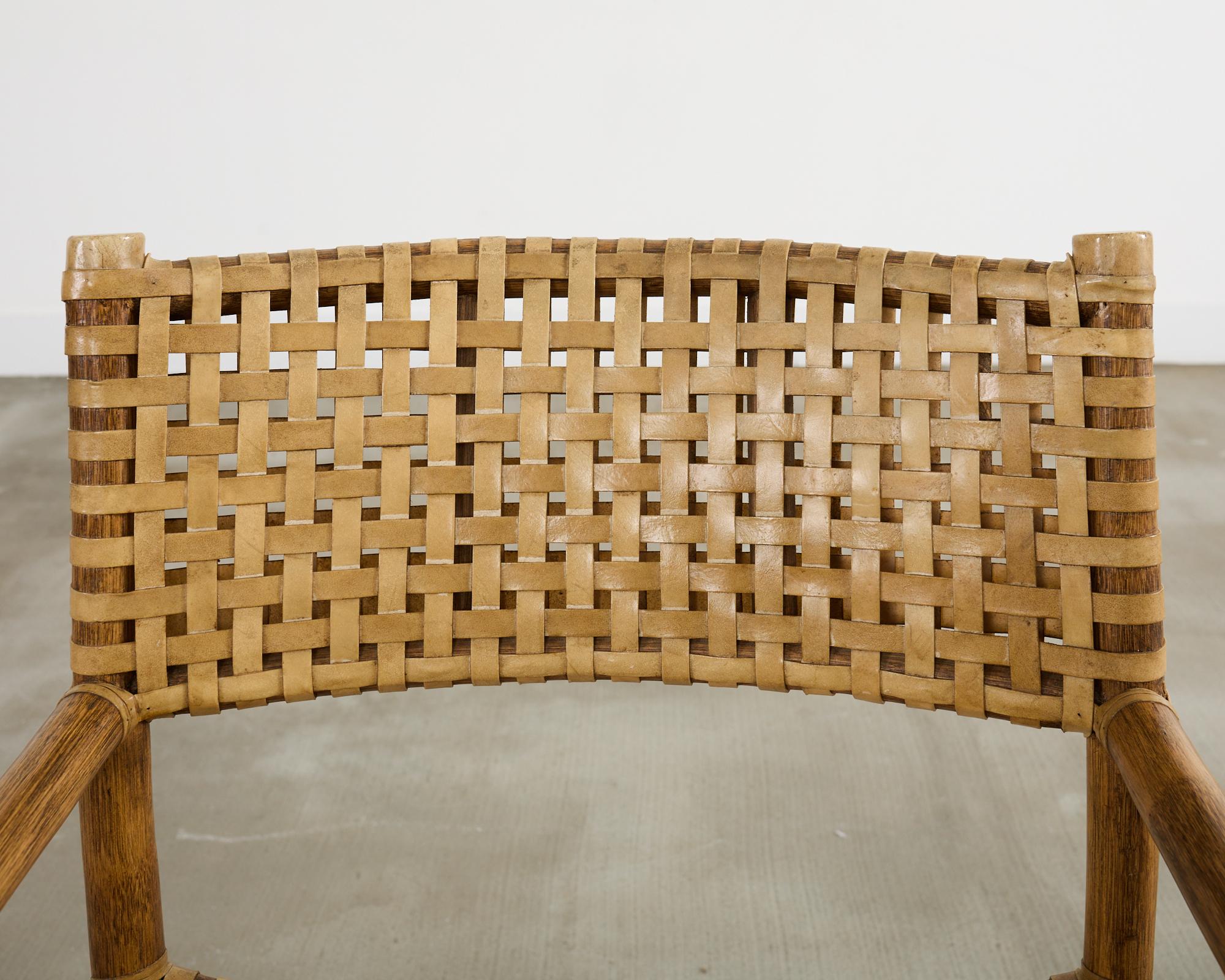 Set di quattro poltrone da pranzo McGuire in rattan intrecciato in vendita 12