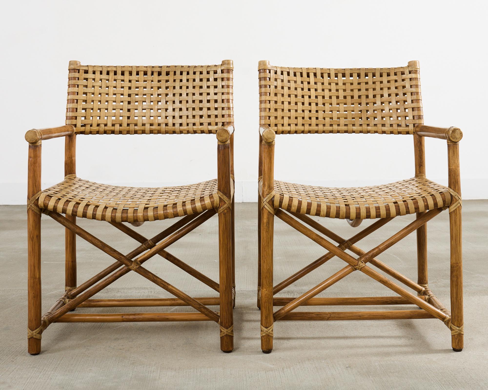 Set di quattro poltrone da pranzo McGuire in rattan intrecciato In condizioni buone in vendita a Rio Vista, CA